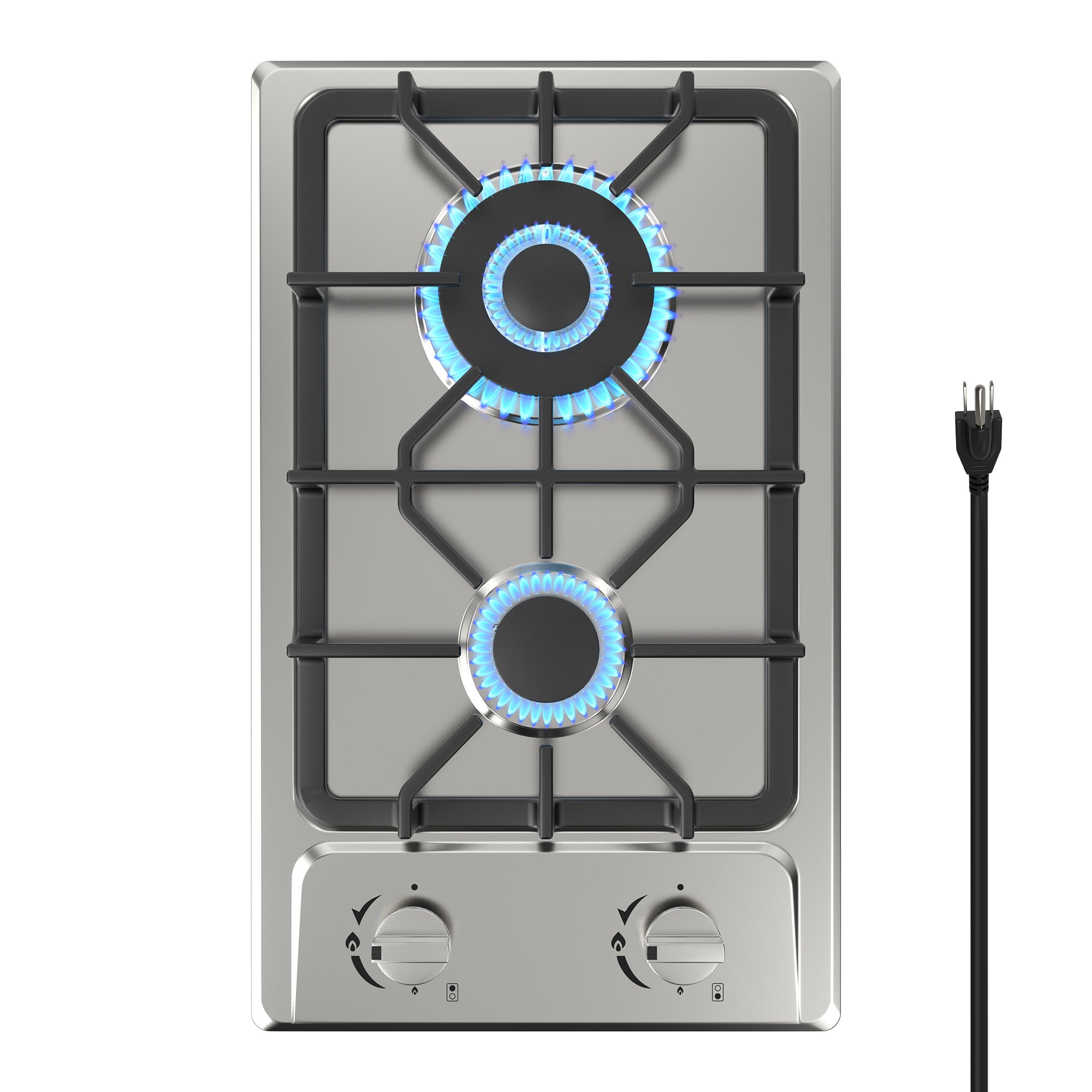 VBGK 12 Inch 110V Gas Cooktop Two Burner Stainless Stee Gas Stove Top
