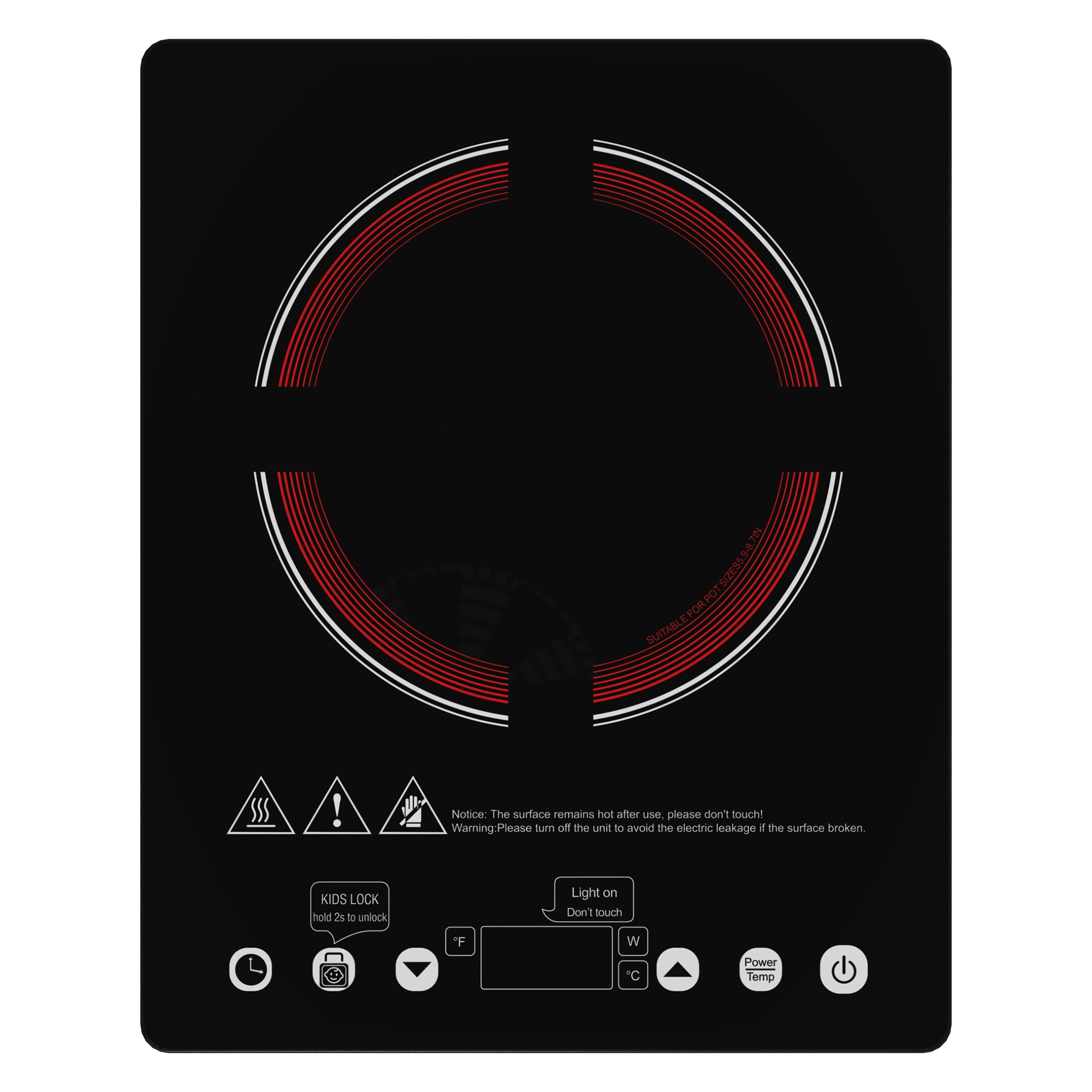 VBGK 11 Inch Portable Electric Ceramic Stove Cooktop 1800w Single Burner Infrared Stove