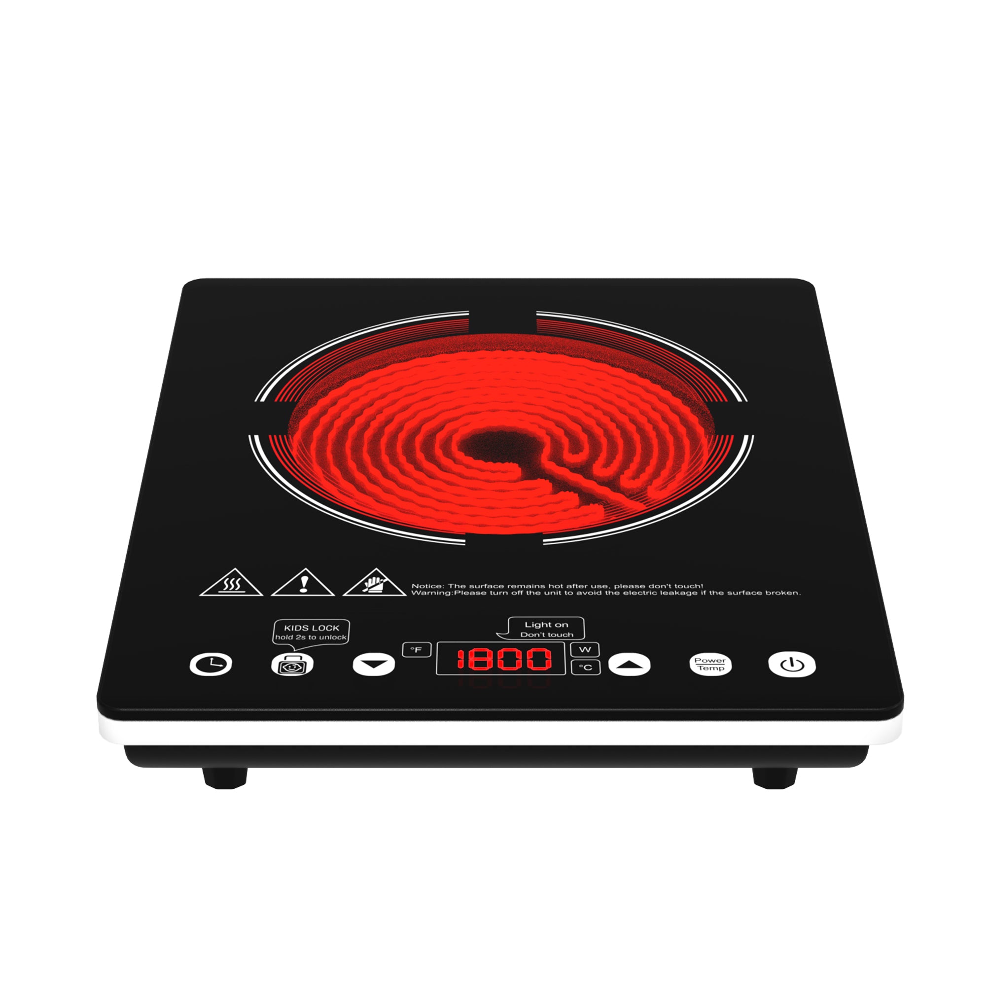 VBGK 11 Inch Portable Electric Ceramic Stove Cooktop 1800w Single Burner Infrared Stove