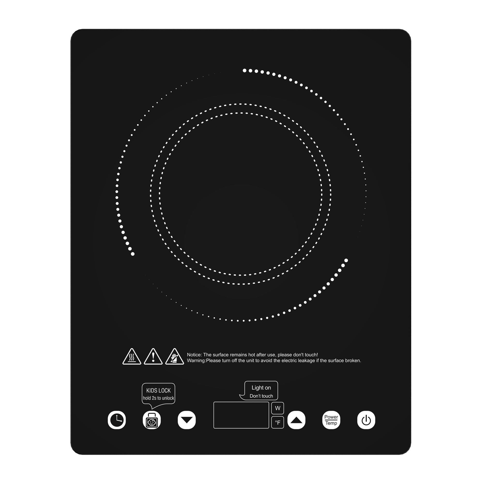VBGK 12 Inch Portable Electric Cooktop 1800W Single Burner Touch Control Infrared Ceramic Cooktop