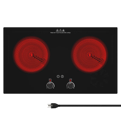 VBGK 24 Inch  Electric Ceramic Flat Cooktops Double Burner Infrared Stove Cooktop