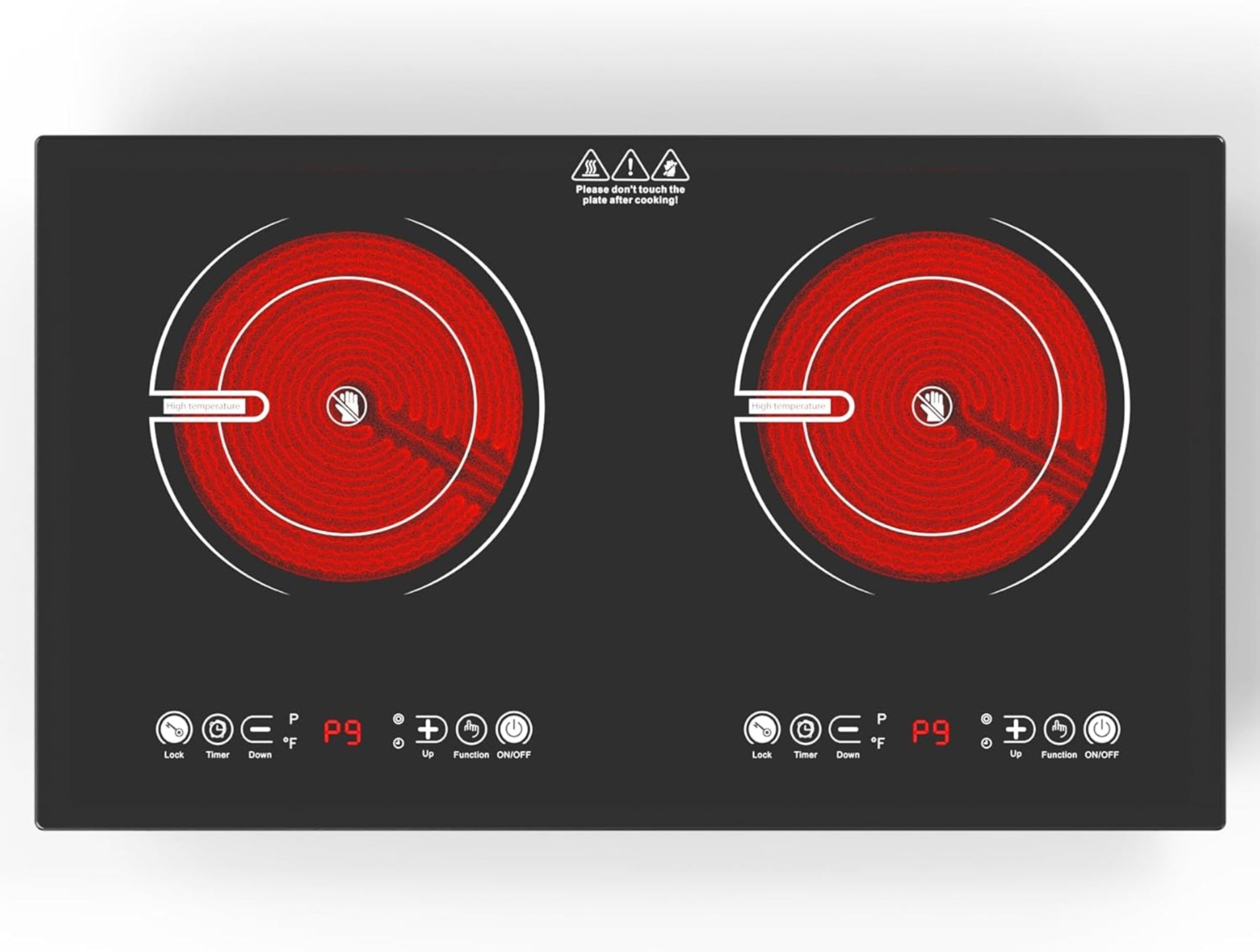 VBGK 2 Burner Electric Cooktop 110V 2400W, Touch Control Double Burner Electric Stove Top for Kitchen
