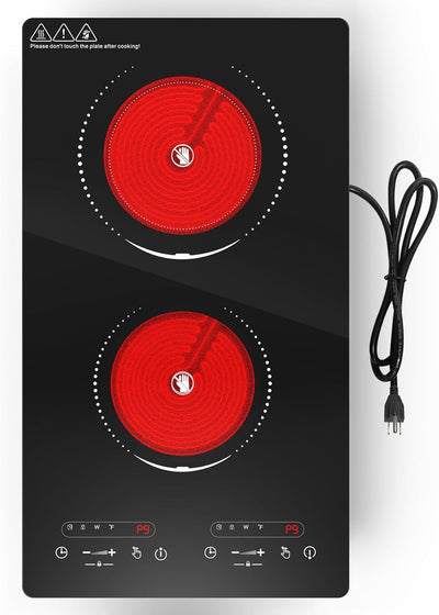 VBGK 2 Burner Electric Cooktop,110V Electric Stove Top,3000W 2 Bumner Cooktop