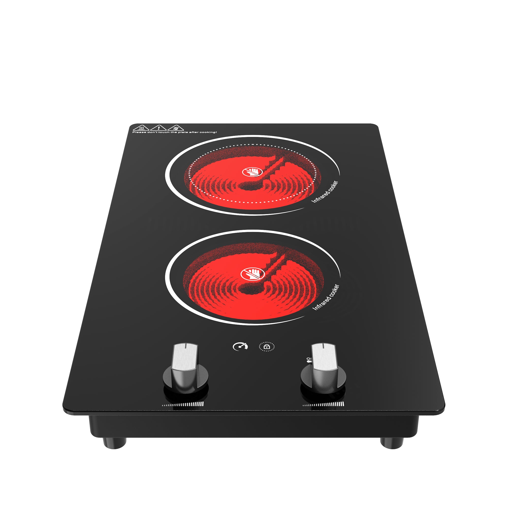 VBGK 12 Inch Electric Ceramic Cooktop 2100W Two Burner Electric Ceramic Countertop Stove