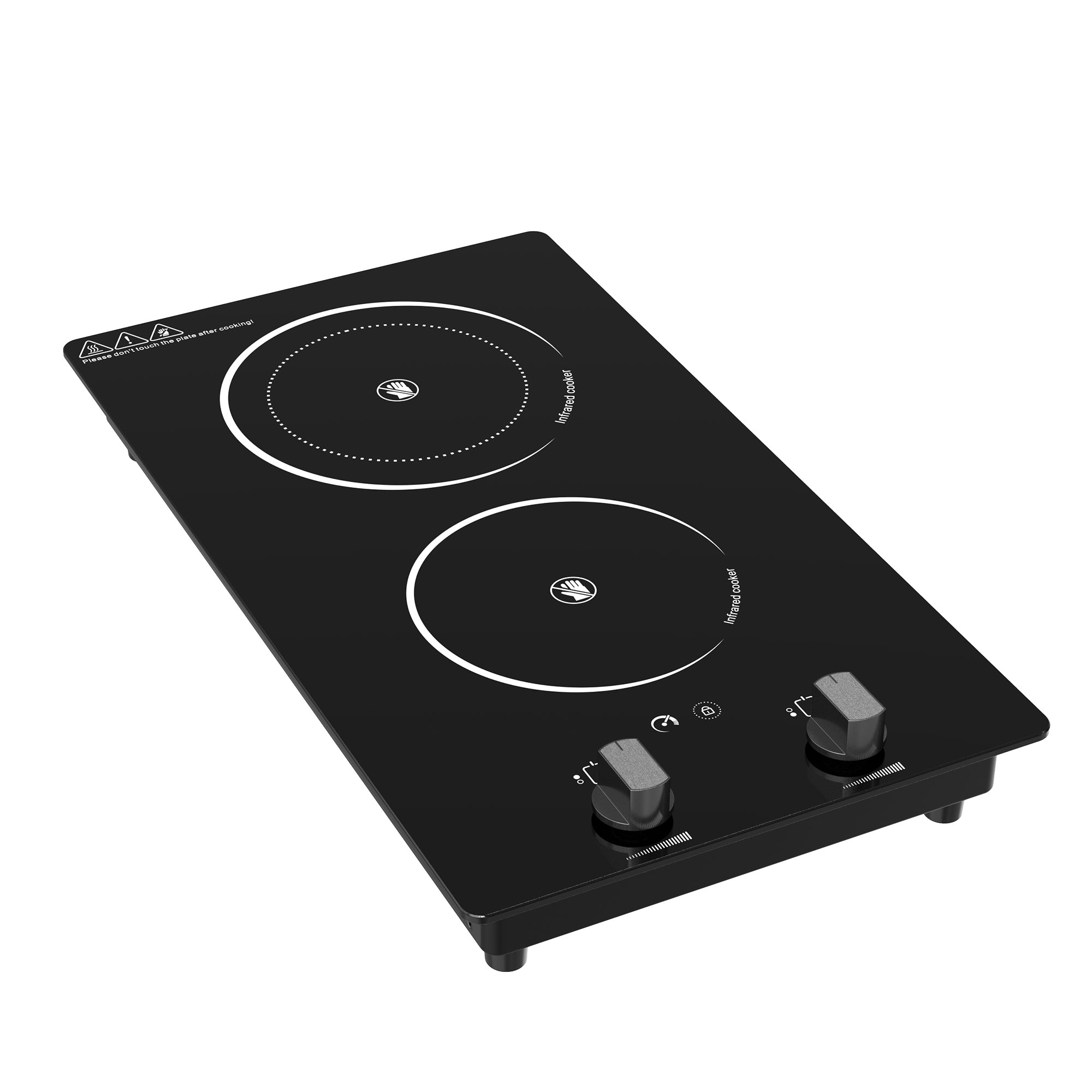 VBGK 12 Inch Electric Ceramic Cooktop 2100W Two Burner Electric Ceramic Countertop Stove