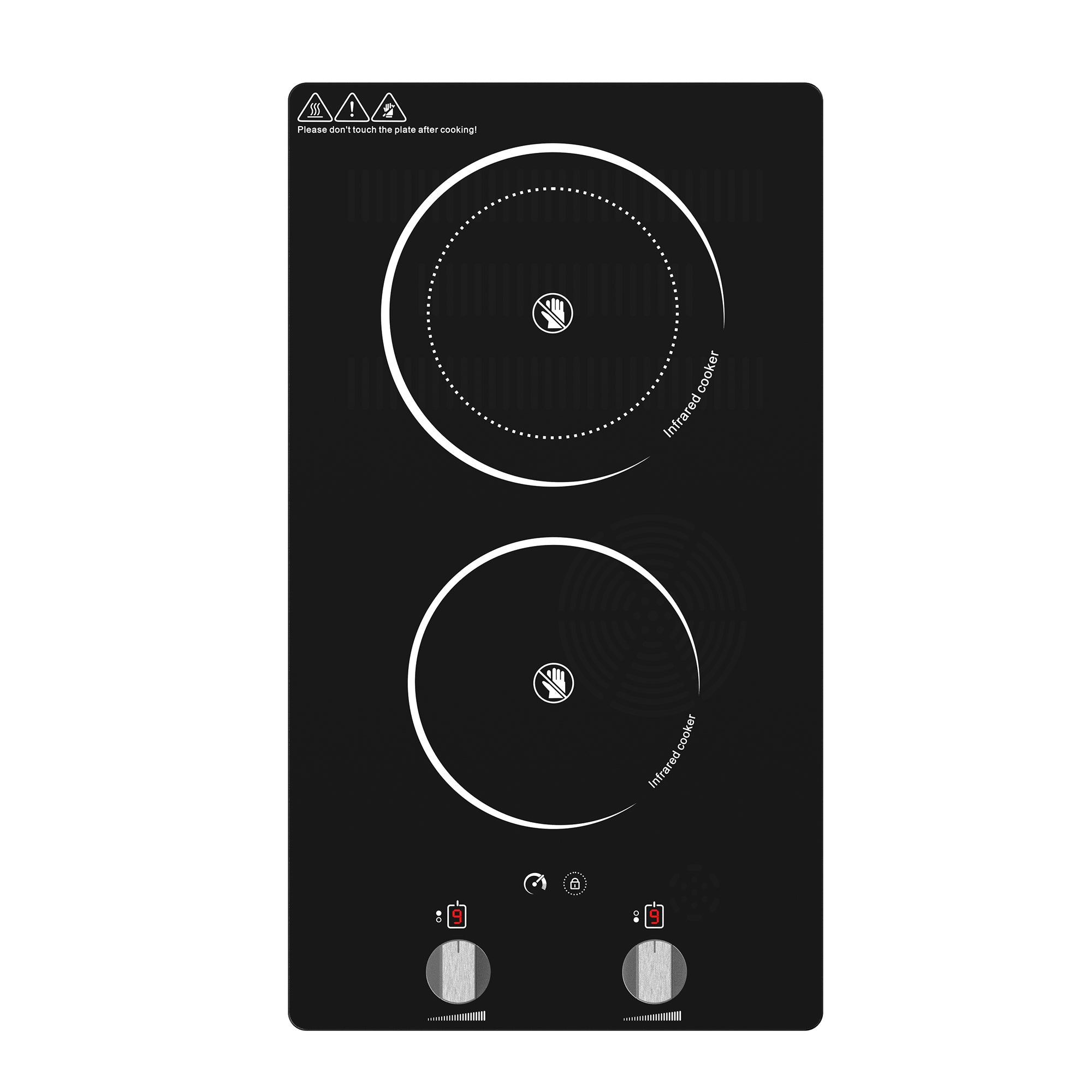 VBGK 12 Inch Electric Ceramic Cooktop 2100W Two Burner Electric Ceramic Countertop Stove
