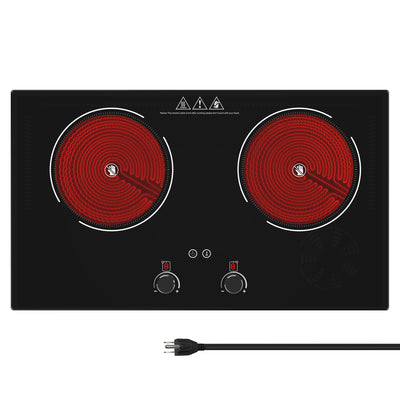 VBGK 24 Inch Portable Countertop Electric Ceramic Cooktop 4000W Two Burner Electric Stove Top
