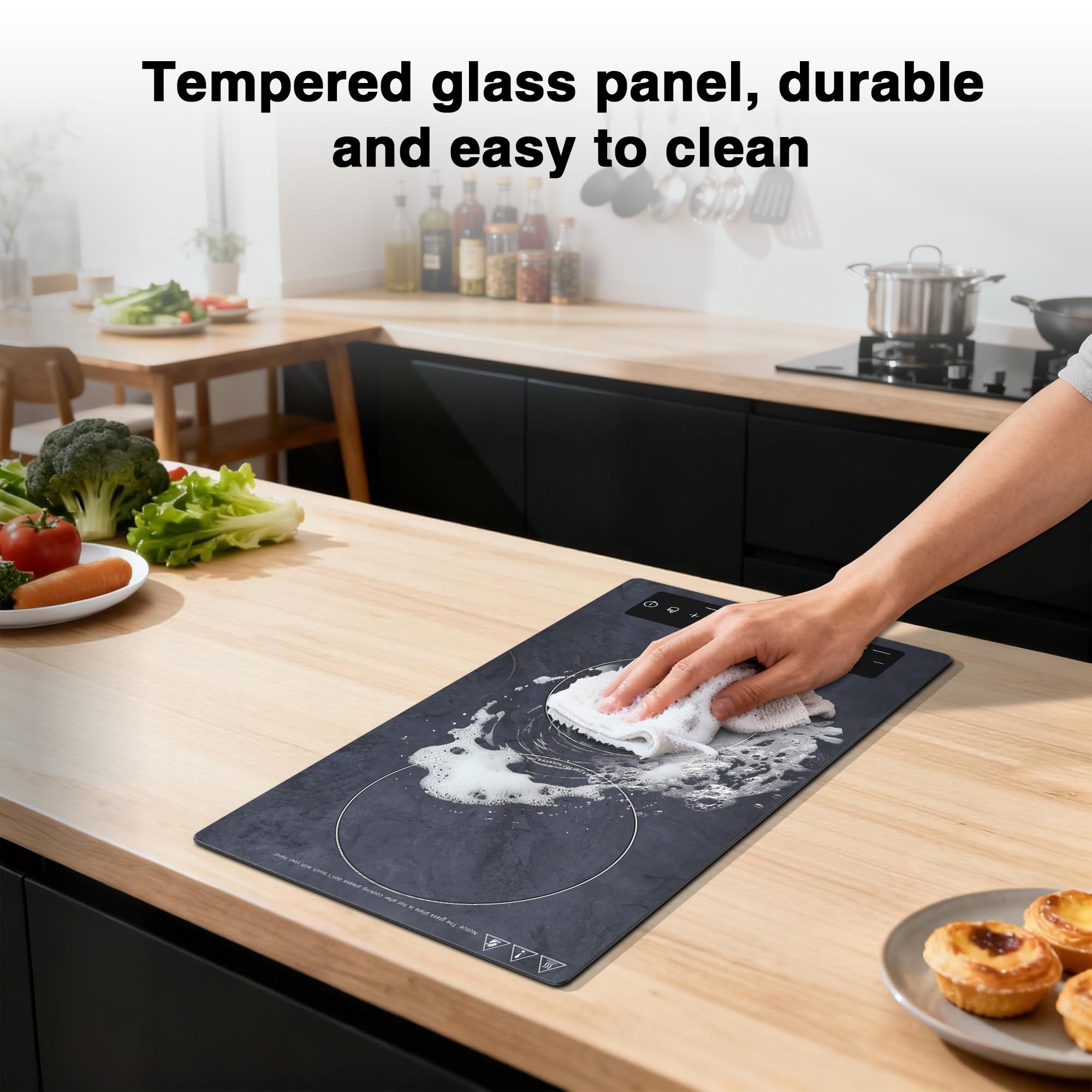 VBGK 12 Inch Portable Induction Cooktop 2300W Electric Hot Plate with Dual Zones LED Display