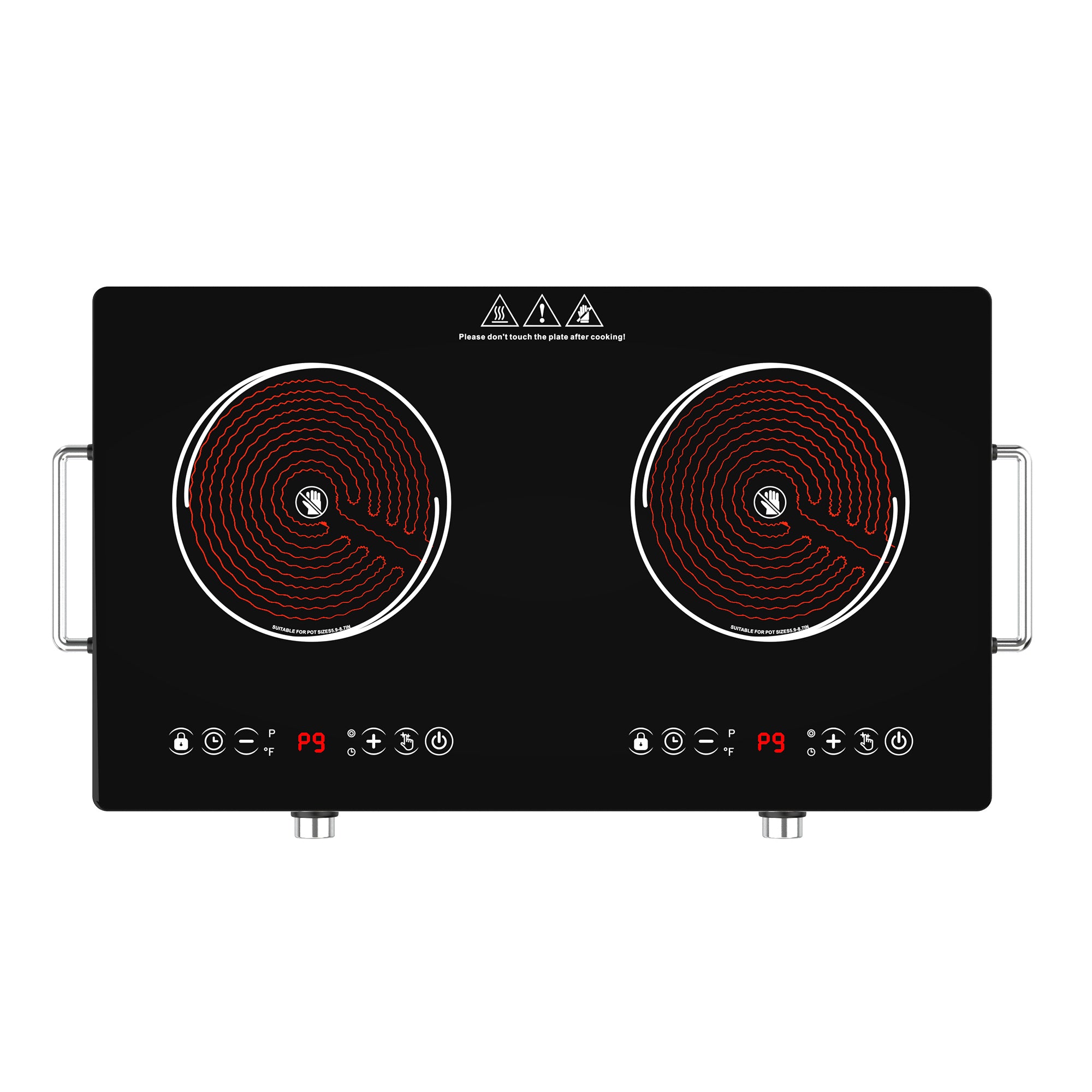 VBGK 24 Inch Electric Cooktop 4000W Two-Burner Electric Ceramic Cooktop