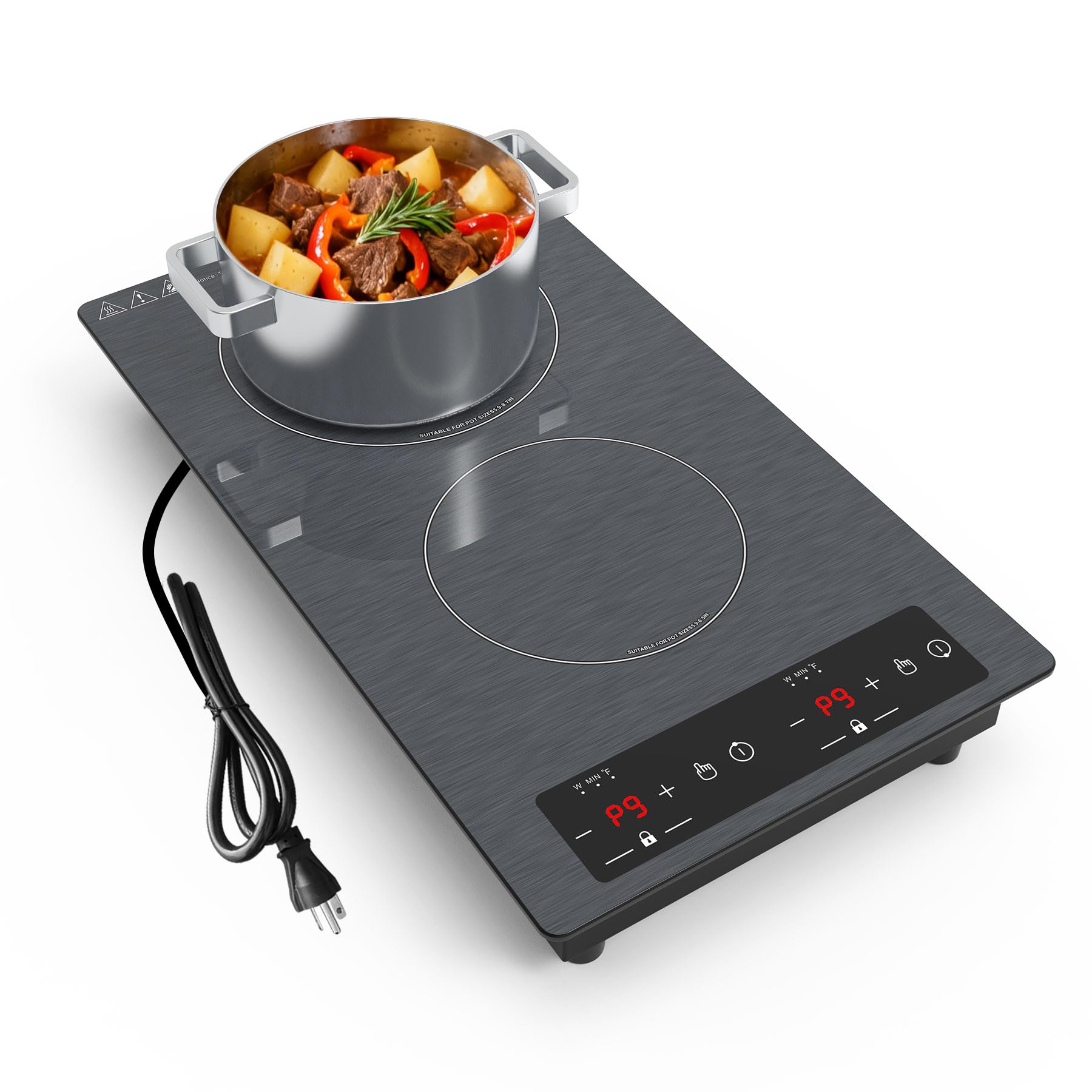 VBGK 12 Inch Double Induction Cooktop 2300W 2 Burner Built-in and Countertop Stove