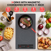 VBGK 12 Inch Double Induction Cooktop 2300W, 2 Burner Built-in & Countertop Electric Stove for Kitchen & RV