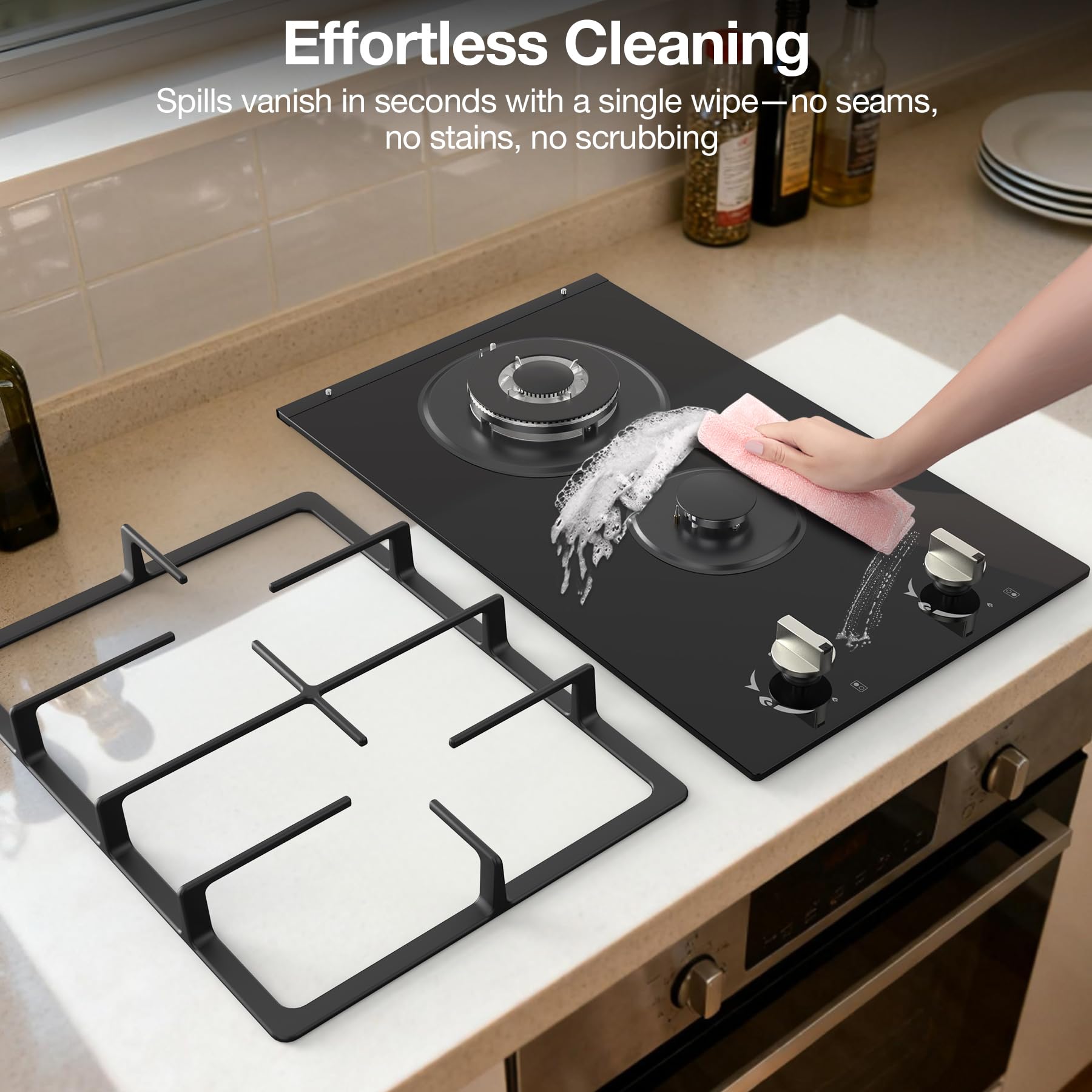 VBGK 12 Inch 110V Gas Cooktop Two Burner Stainless Stee Gas Stove Top