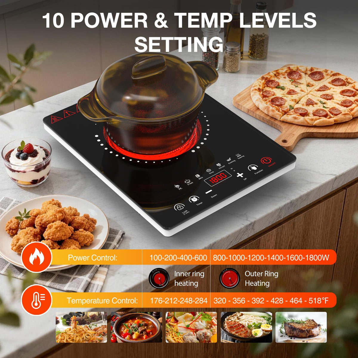 VBGK 1800W Single Burner Electric Cooktop 14 Inch, Portable Electric Stove Top for Home Kitchen
