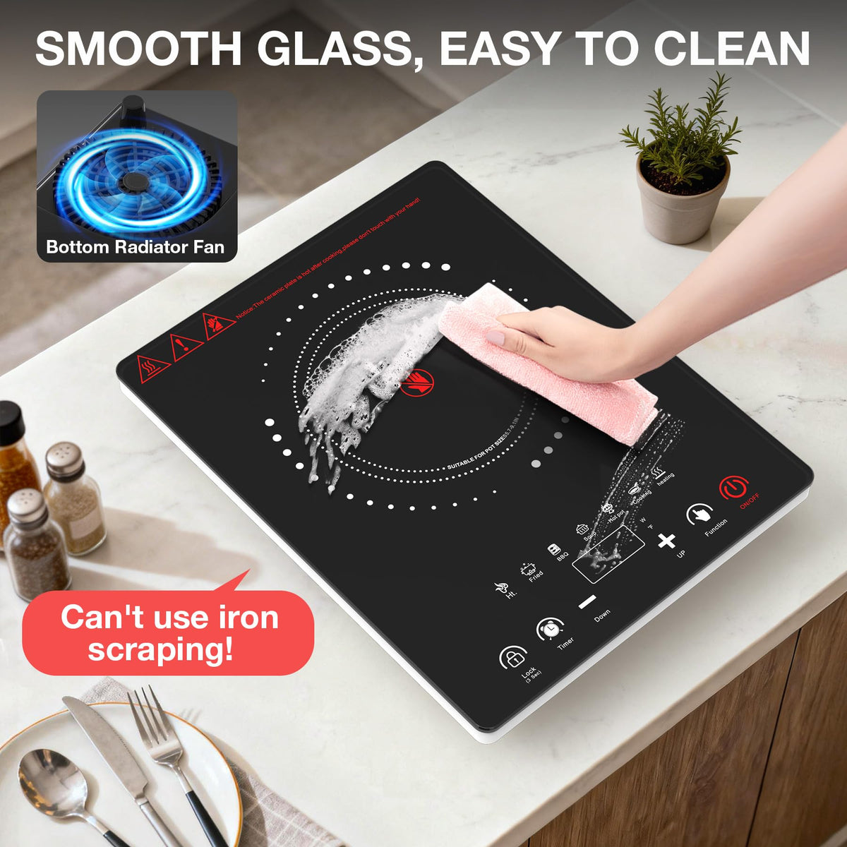 VBGK 1800W Single Burner Electric Cooktop 14 Inch, Portable Electric Stove Top for Home Kitchen