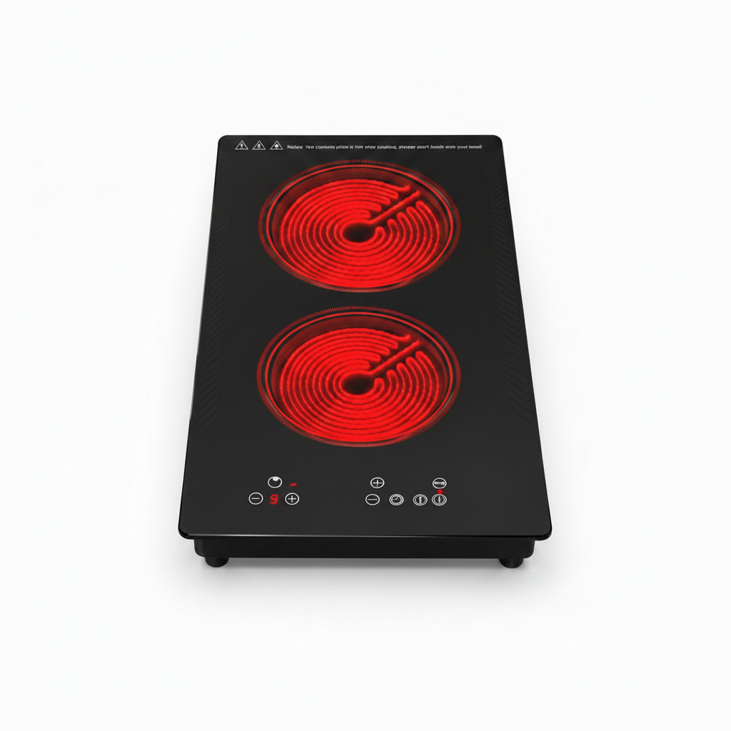 VBGK 2 Burner Electric Cooktop 2100W 110V, 12 Inch Built-In Countertop Electric Stove Top with Fast Heating for Home Kitchen & RV
