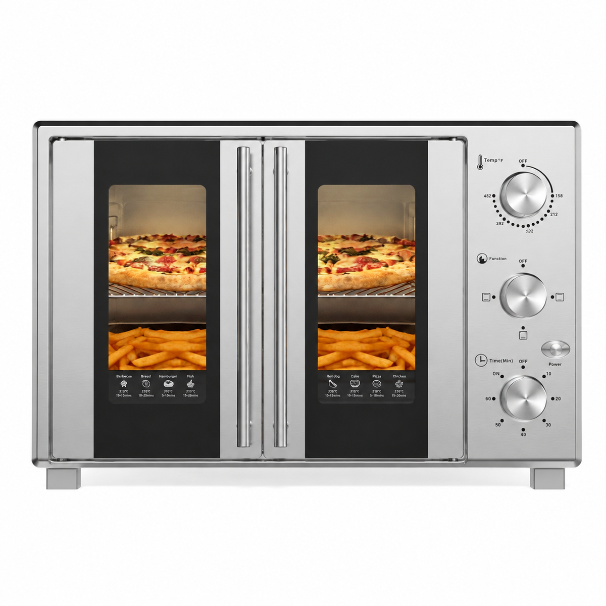 VBGK Extra Large French Door Toaster Oven 8-in-1 Stainless Steel Countertop Oven with Multi-Function Cooking for Family Kitchen