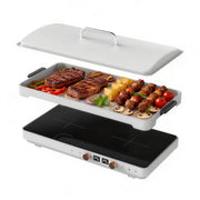 VBGK 2 Burner Induction Cooktop 18 Inch, 1800W 110V Portable Electric Stove with Removable Cast Iron Griddle for Indoor Grilling & Cooking