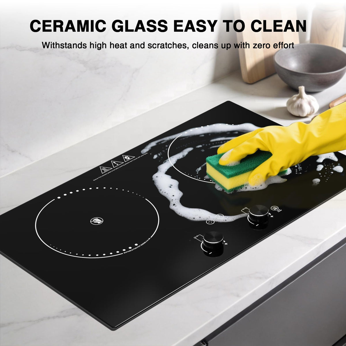 VBGK Electric Cooktop 4000W, 24 Inch Countertop Stove Top with 9 Power Levels & Keep Warm Mode for Apartment, Dorm & Small Kitchen