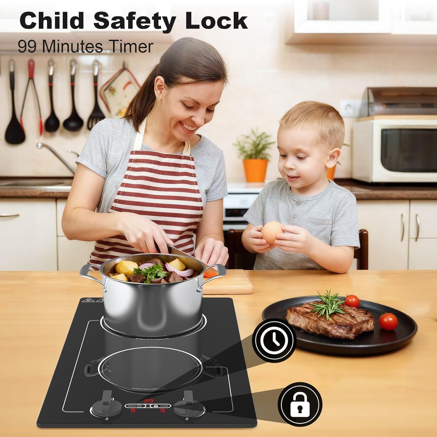 VBGK 2 Burner Induction Cooktop,110V 2300W Double Induction Cooktop