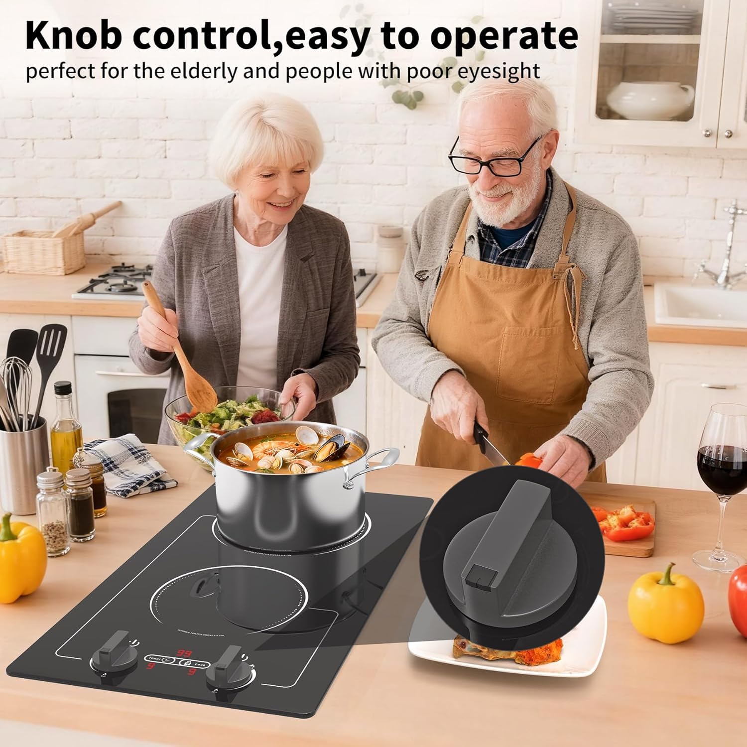 VBGK 2 Burner Induction Cooktop,110V 2300W Double Induction Cooktop