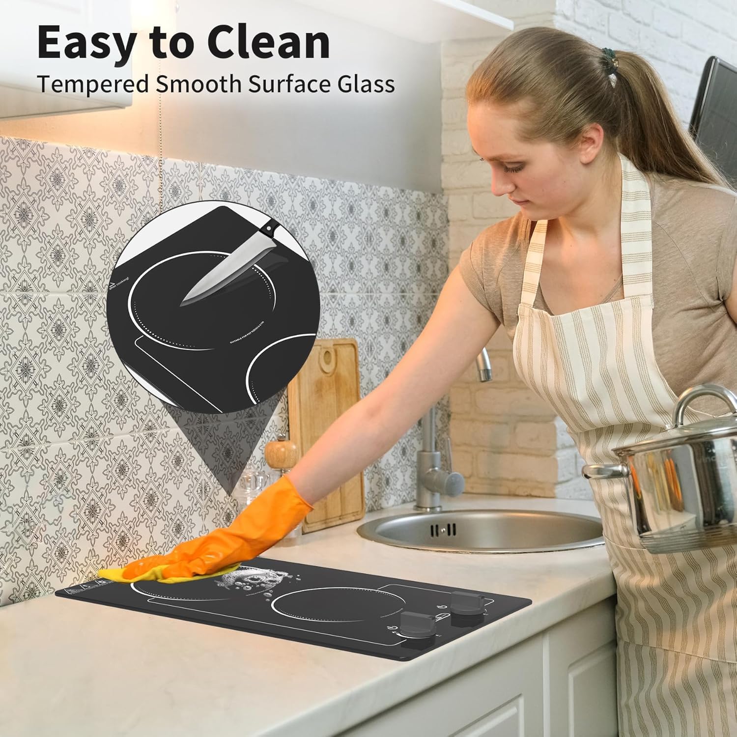 VBGK 2 Burner Induction Cooktop,110V 2300W Double Induction Cooktop