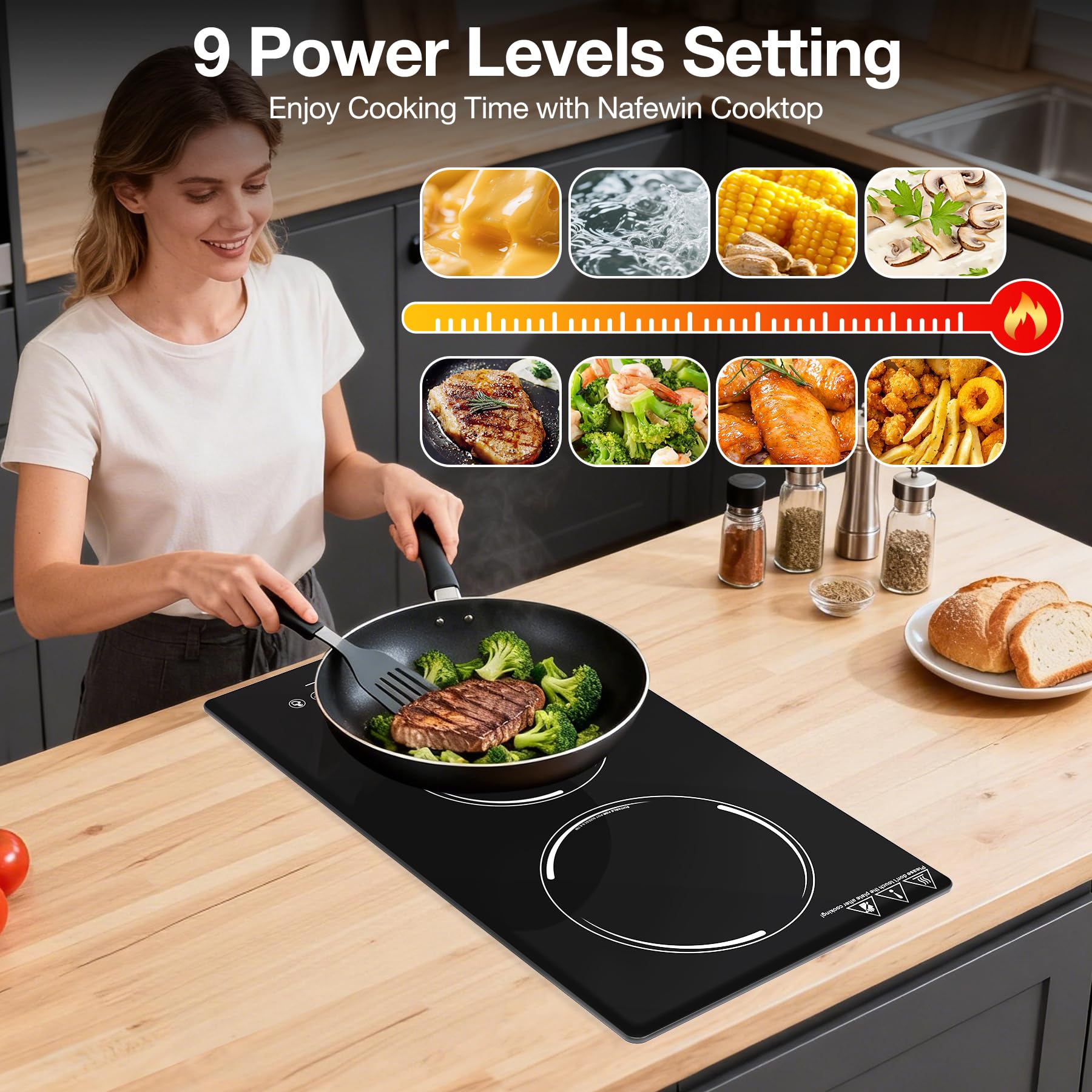 VBGK 2300W Double Burner Induction Cooktop Portable Electric Hot Plate 110V for RV, Kitchen & Apartment