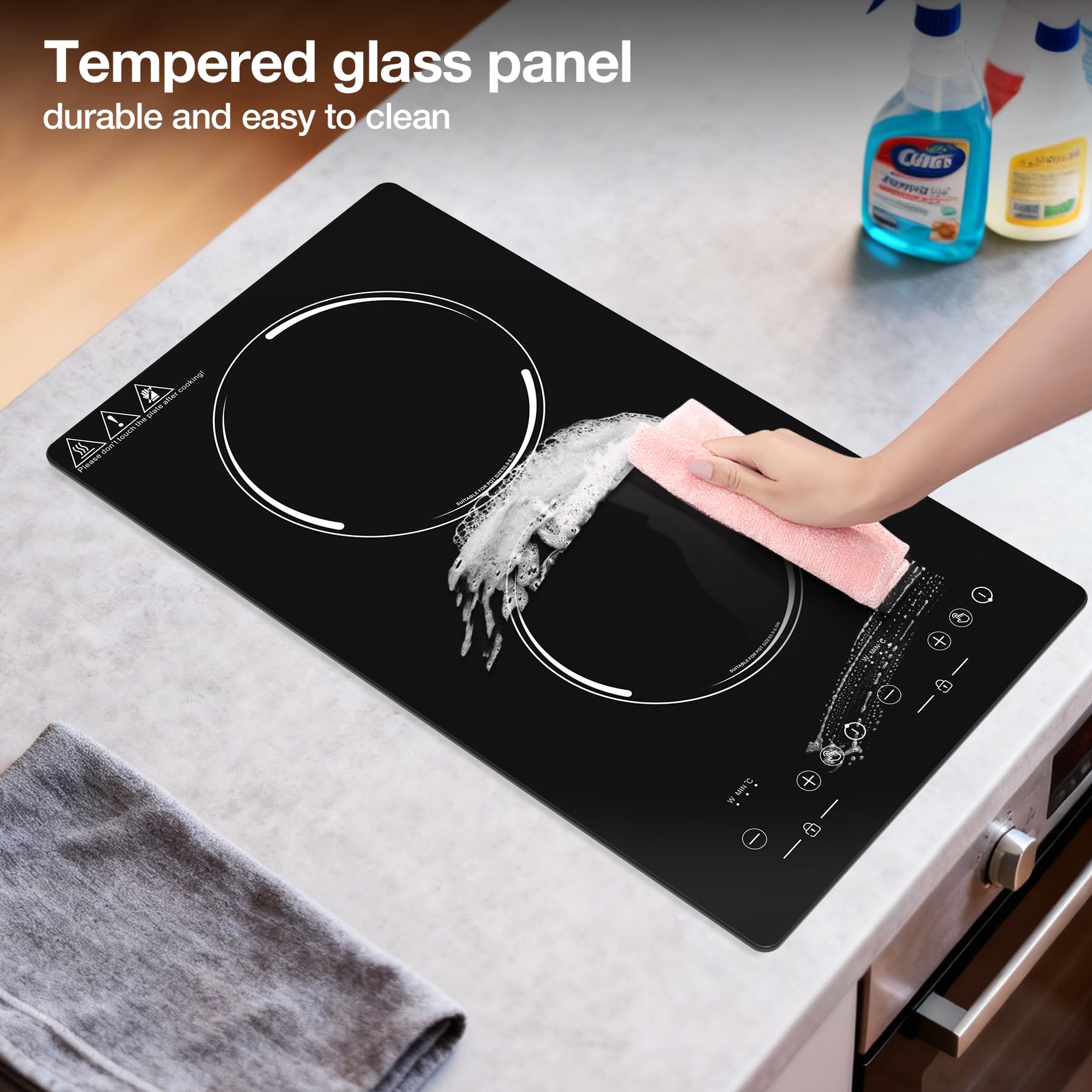 VBGK 2300W Double Burner Induction Cooktop Portable Electric Hot Plate 110V for RV, Kitchen & Apartment
