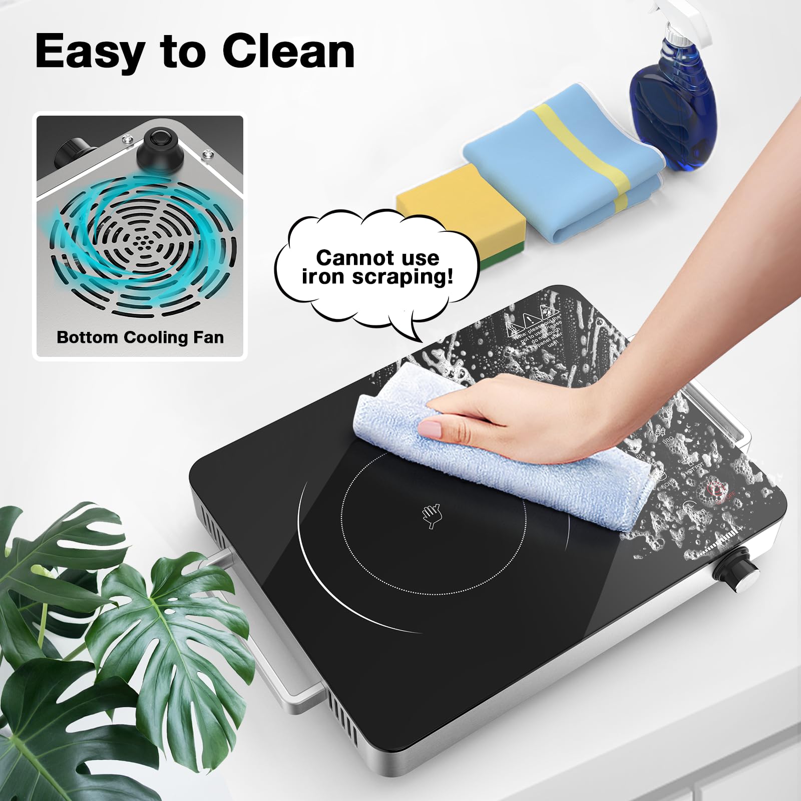VBGK 1800W Portable Single Burner Electric Cooktop Infrared Ceramic Stove for Home & Outdoor Cooking