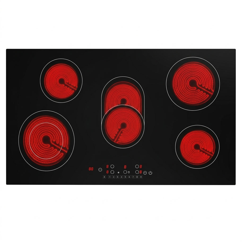 VBGK 36 Inch 5 Burner Radiant Electric Cooktop, Ceramic Glass