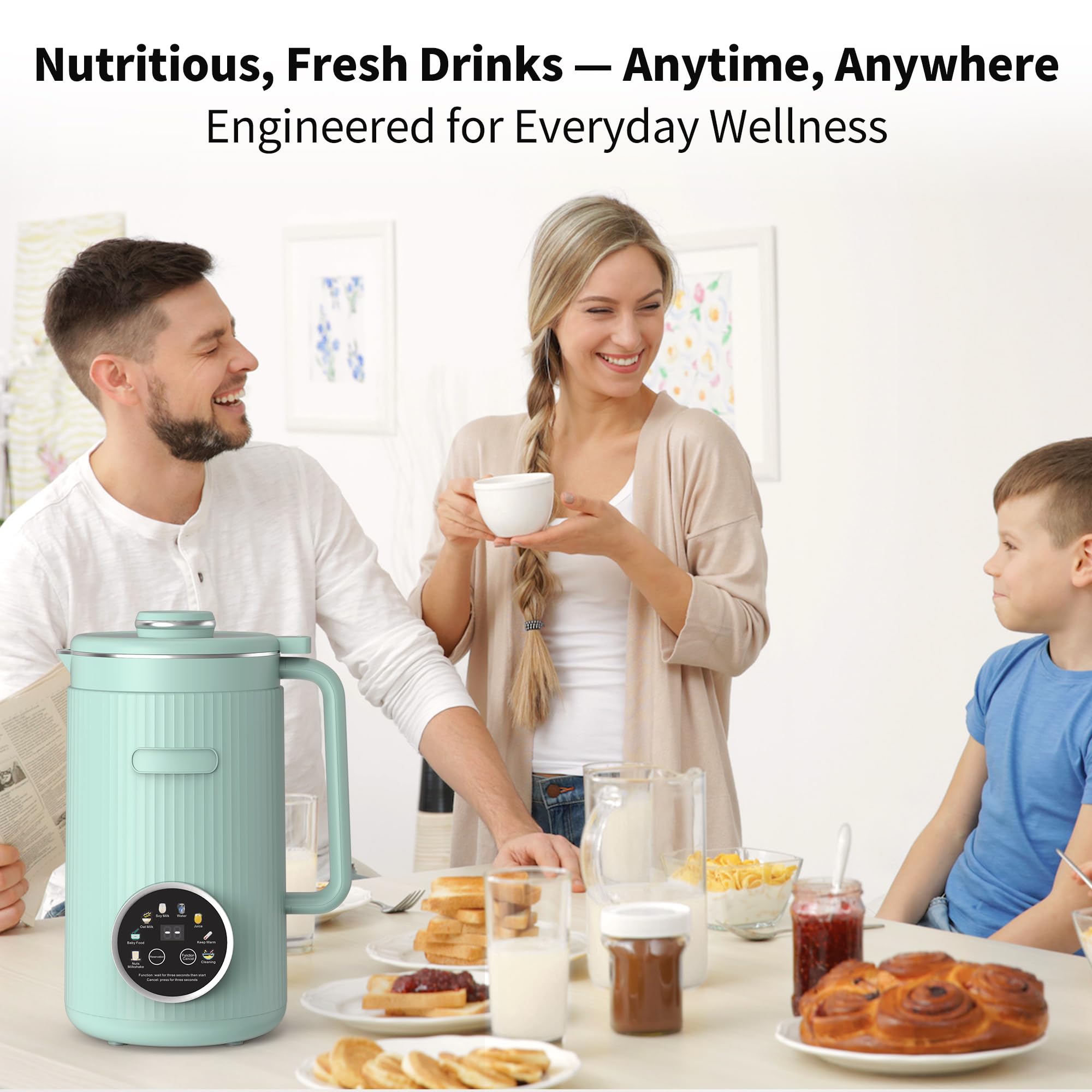VBGK 35oz Nut Milk Maker Machine, 8-in-1 Automatic Multi-Function Plant Milk Maker for Home Kitchen(Green)