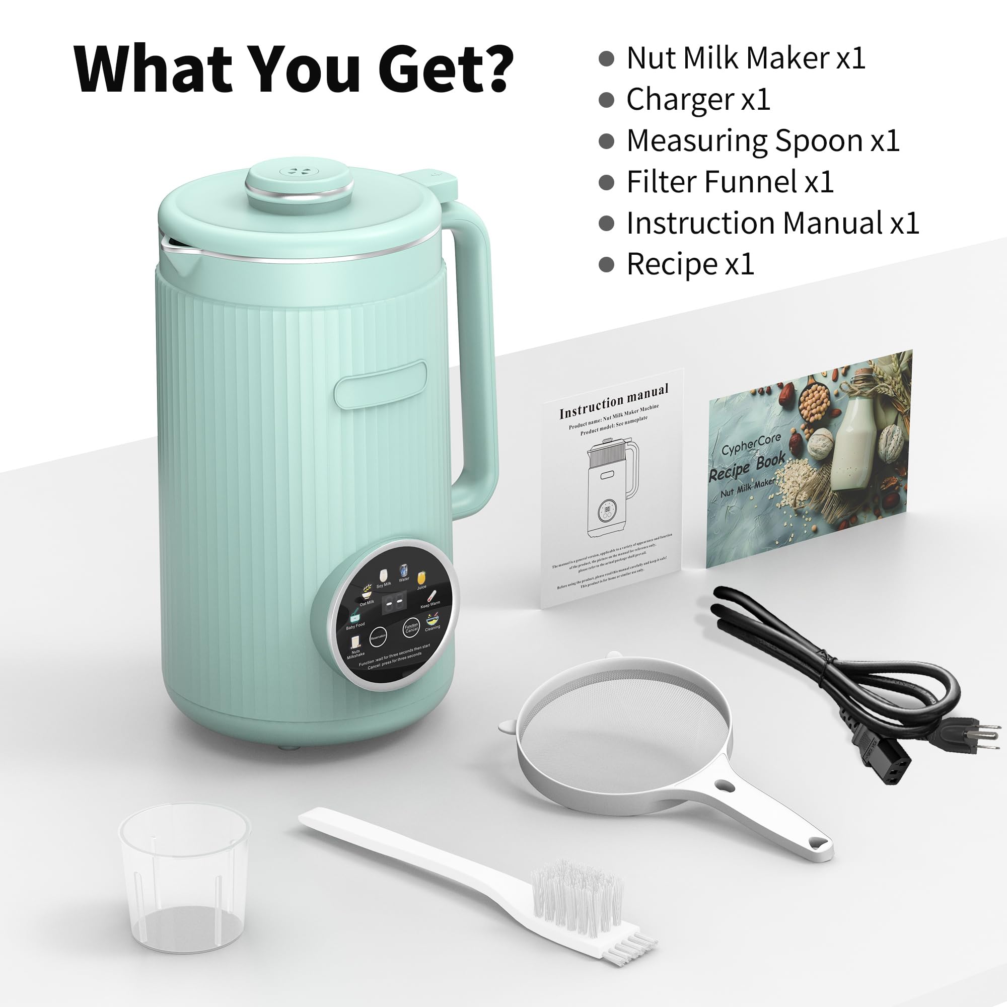 VBGK 35oz Nut Milk Maker Machine, 8-in-1 Automatic Multi-Function Plant Milk Maker for Home Kitchen(Green)