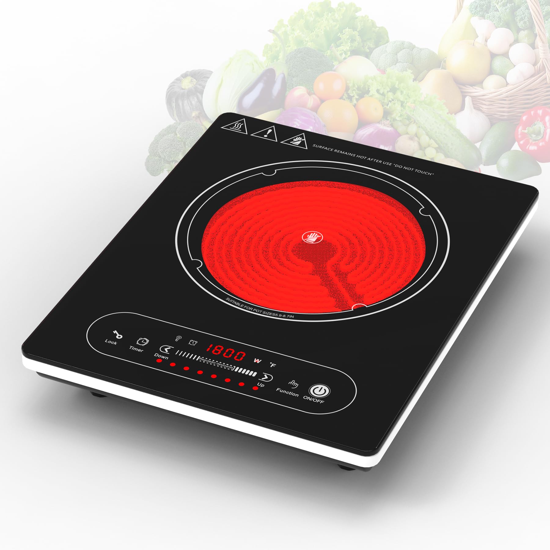 VBGK Single Burner Electric Cooktop,110V 1800W Electric Stove Top ,Portable Single Burner Cooktop