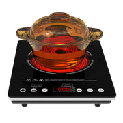 VBGK Single Burner Electric Cooktop, 1800W Portable Countertop Burner Ceramic Glass Hot Plate