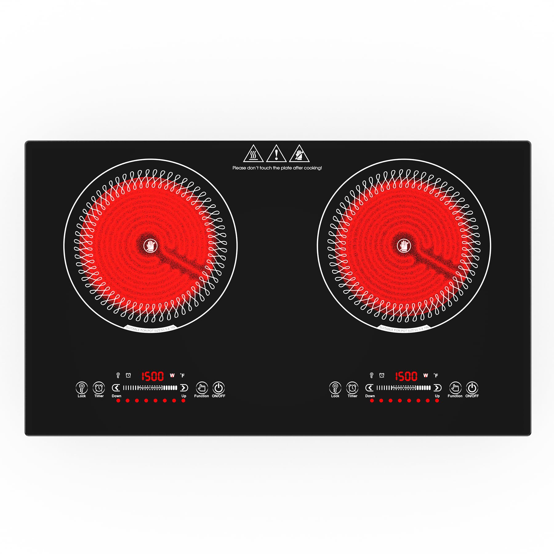 VBGK 24 Inch Electric Cooktop,110V 3000W Electric Stove Top  ,2 Burner Cooktop with LED Touch Control