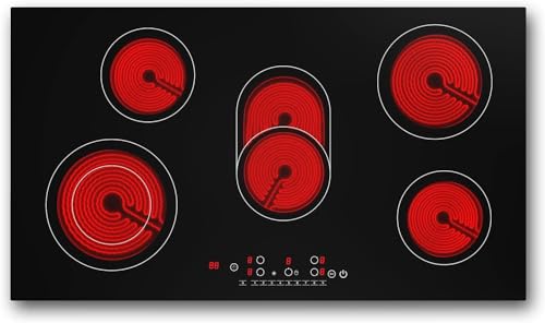 VBGK 2 Burner Electric Cooktop 110V 3000W, Double Burner Ceramic Stove Top for Kitchen Apartment RV Cooking