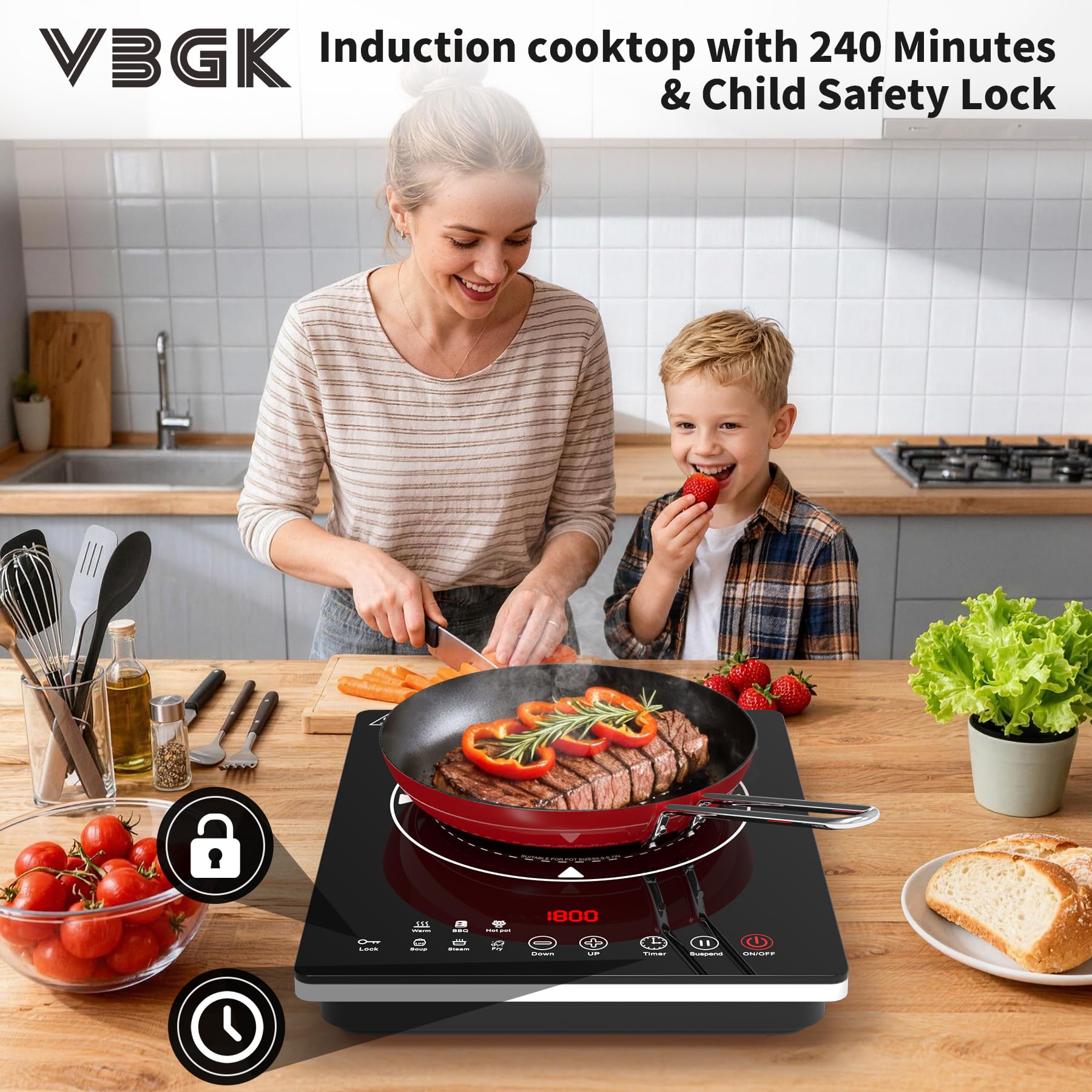 VBGK Single Burner Induction Cooktop,Hot Plate Portable induction Cooktop