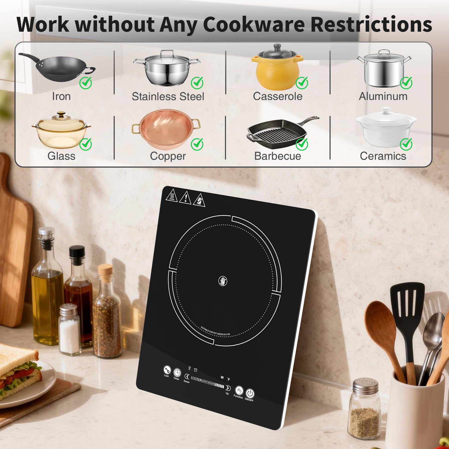 VBGK Single Burner Electric Cooktop,110V 1800W Electric Stove, portable cooktop