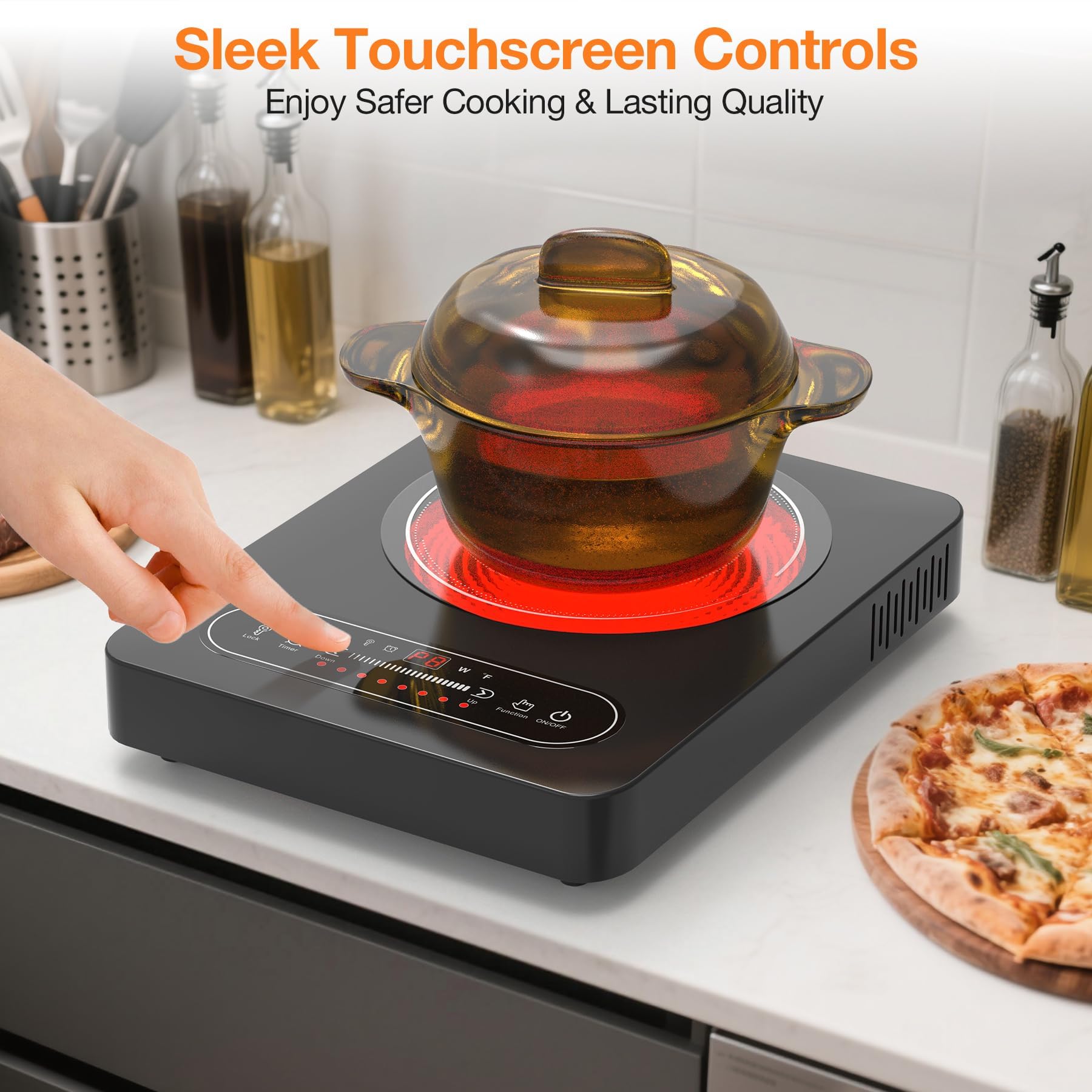 VBGK Electric Cooktop, 1800W Portable Single Burner Electric Stove 110V Infrared Hot Plate