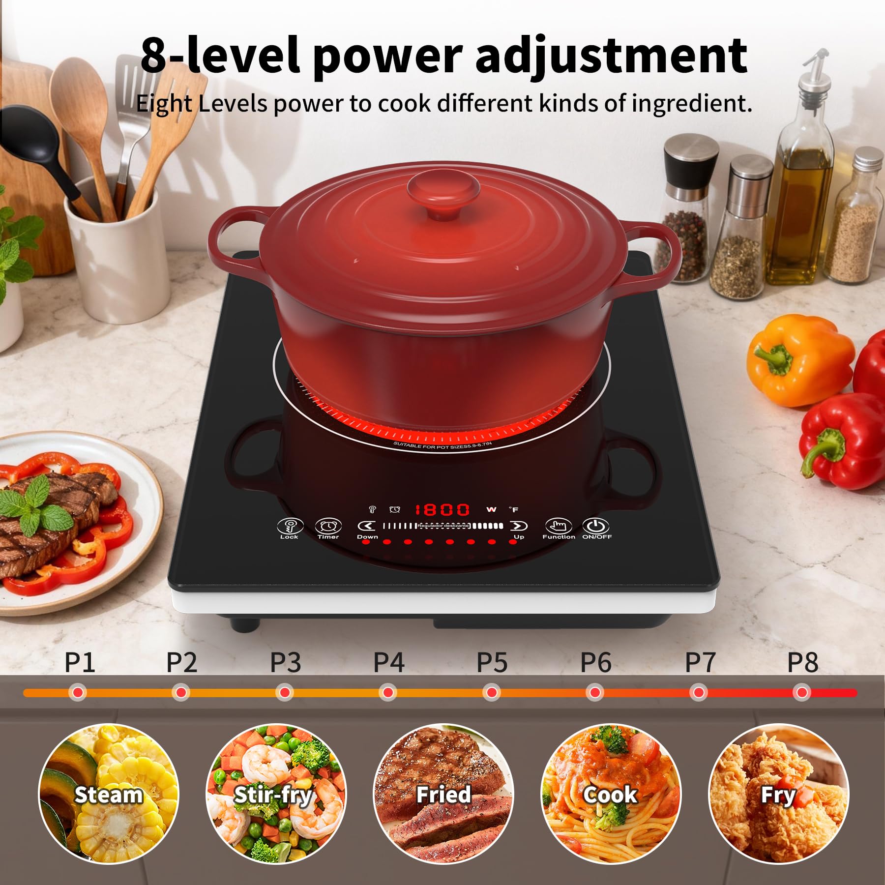VBGK Single Burner Electric Cooktop,110V 1800W Electric Stove, portable cooktop