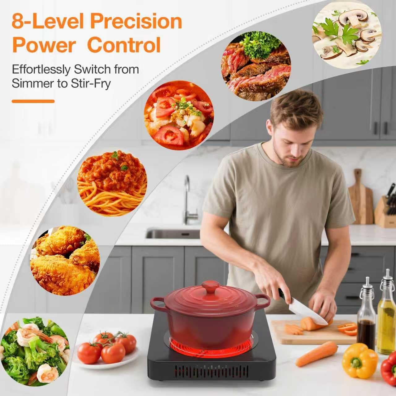 VBGK Electric Cooktop, 1800W Portable Single Burner Electric Stove 110V Infrared Hot Plate