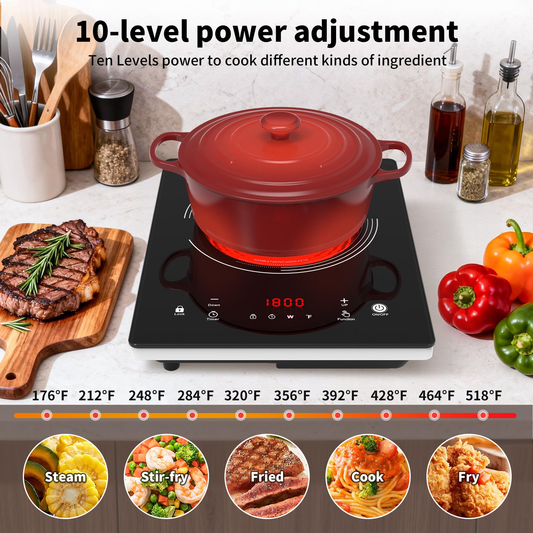 VBGK Single Burner Electric Cooktop,110V 1800W Electric Stove Top