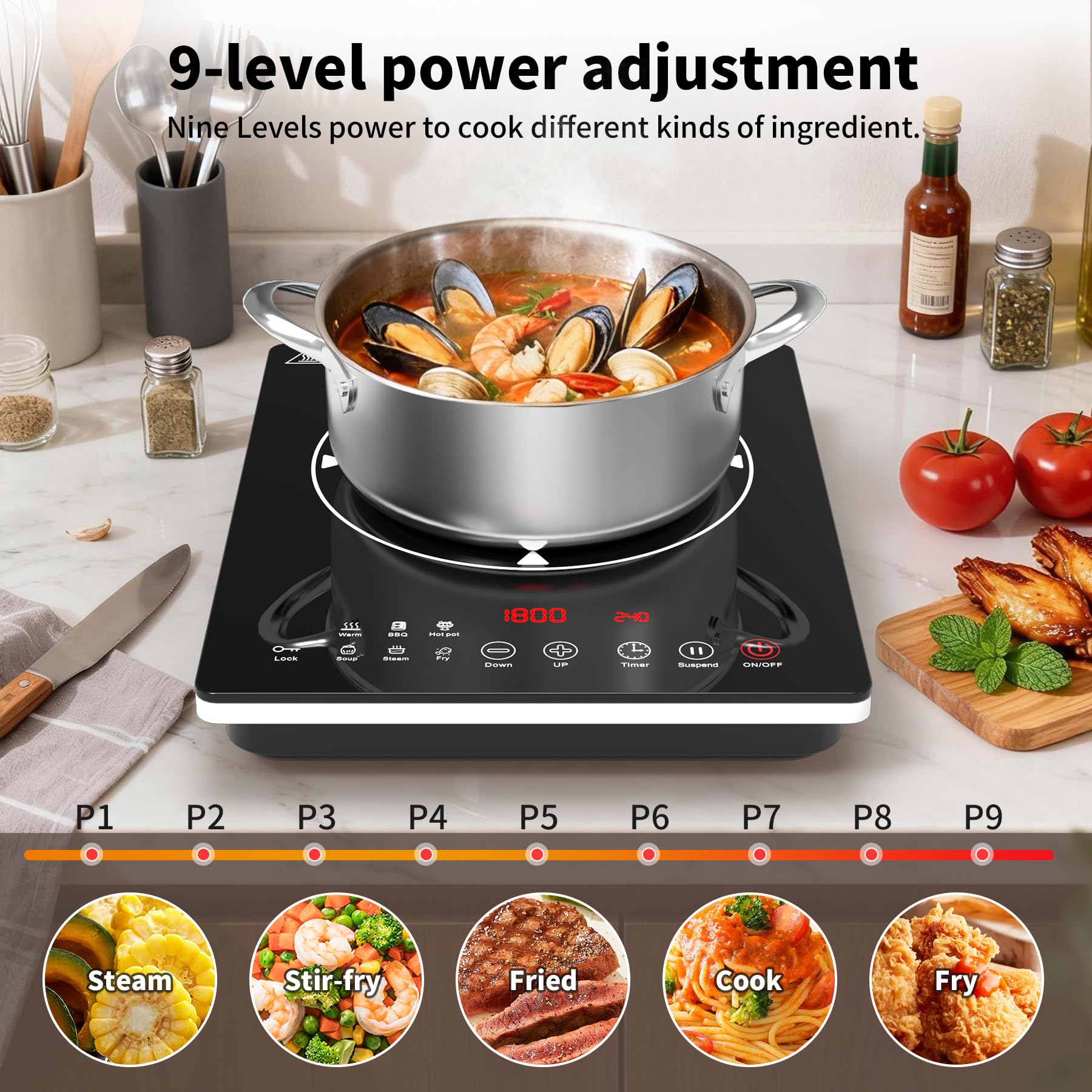 VBGK Single Burner Induction Cooktop,Hot Plate Portable induction Cooktop