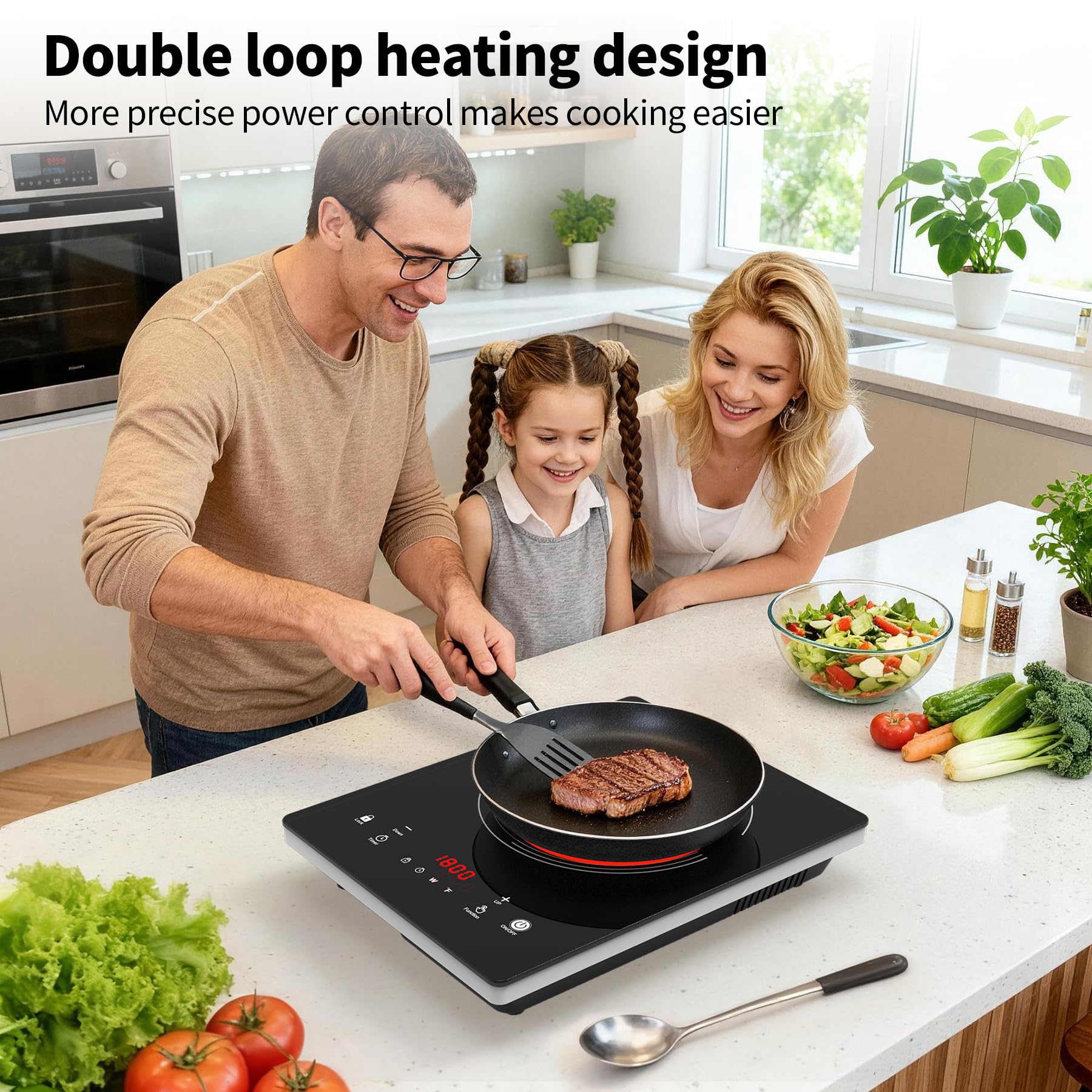 VBGK Single Burner Electric Cooktop,110V 1800W Electric Stove Top