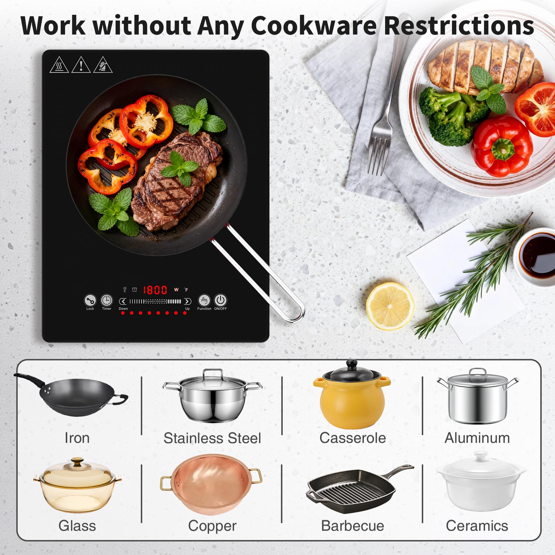VBGK Single Burner Induction Cooktop,Hot Plate Portable induction Cooktop