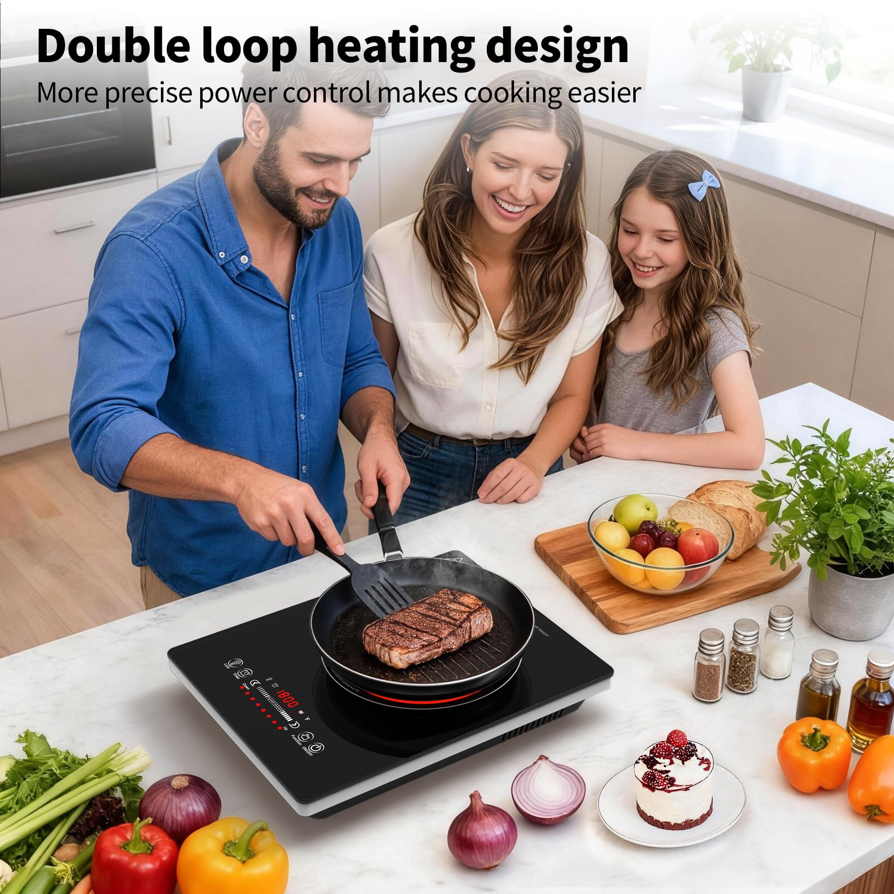 VBGK Single Burner Electric Cooktop,110V 1800W Electric Stove, portable cooktop