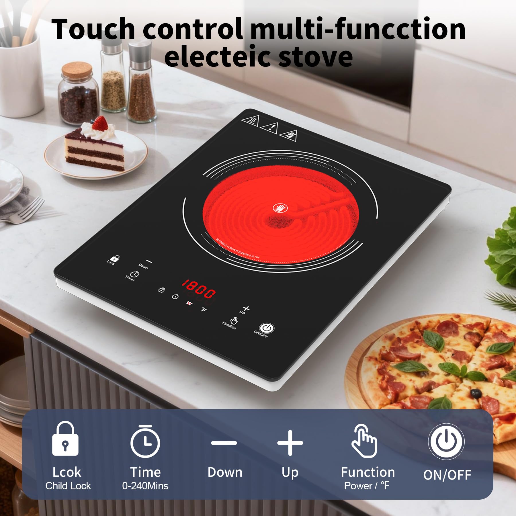 VBGK Single Burner Electric Cooktop,110V 1800W Electric Stove Top