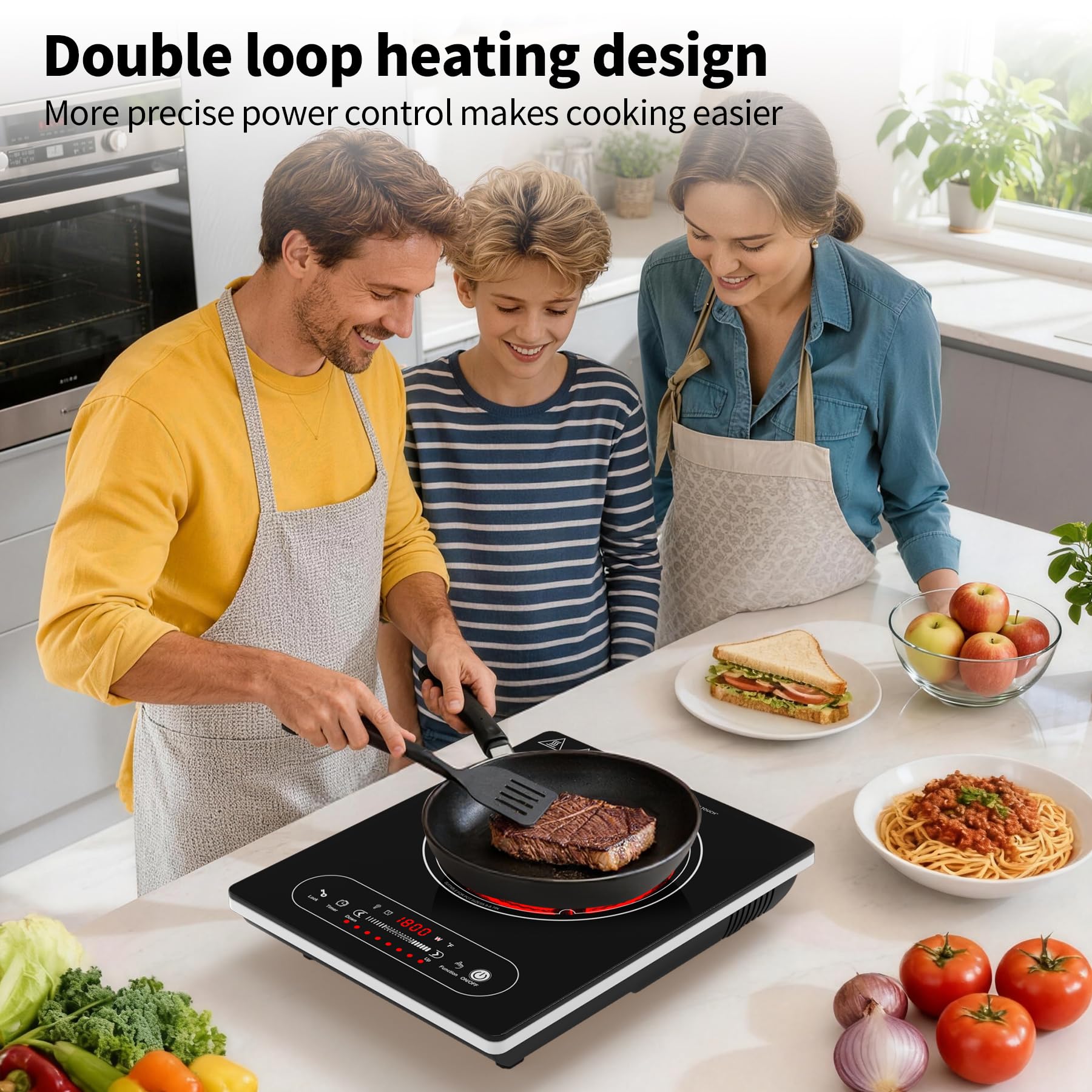 VBGK Single Burner Electric Cooktop,110V 1800W Electric Stove Top ,Portable Single Burner Cooktop