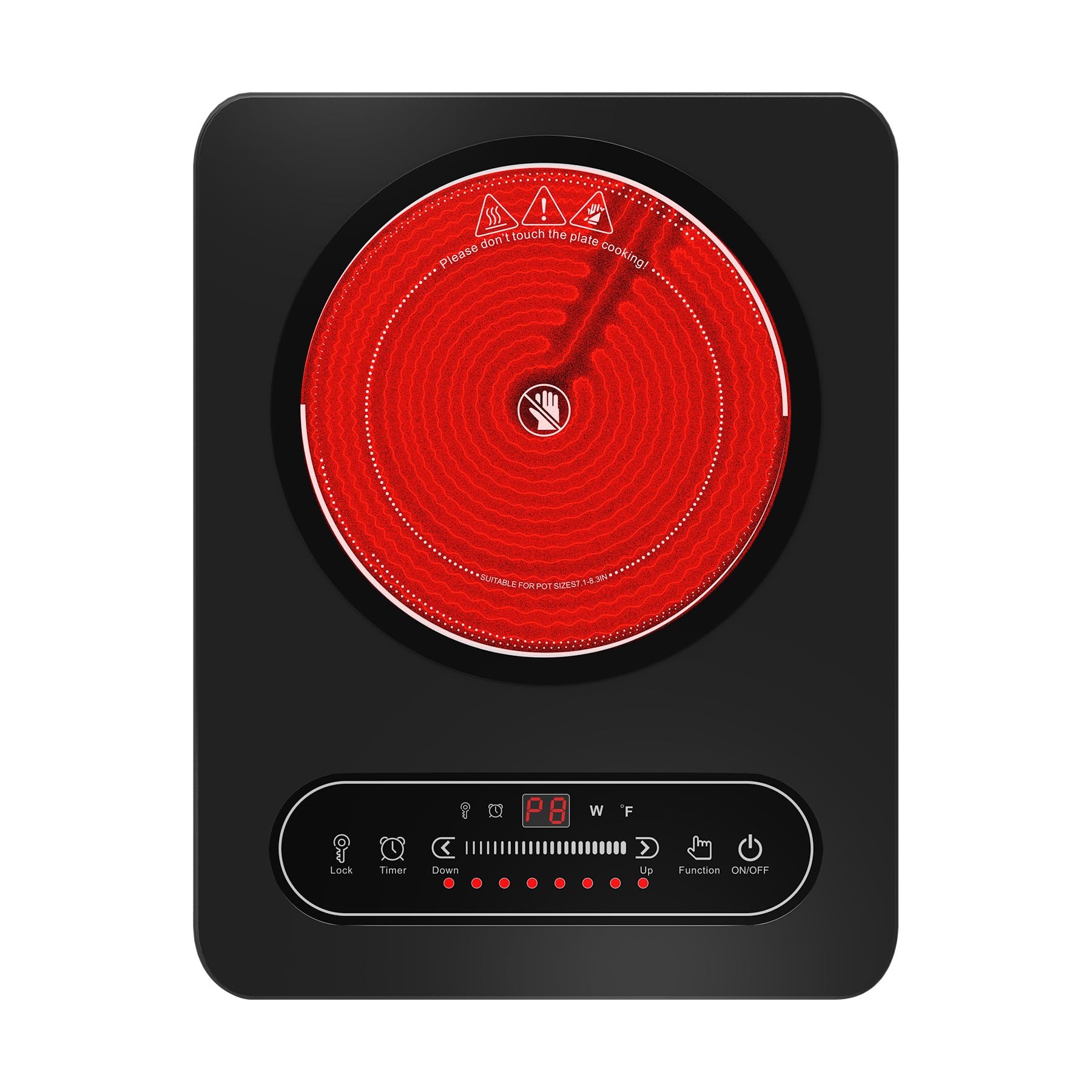 VBGK Electric Cooktop, 1800W Portable Single Burner Electric Stove 110V Infrared Hot Plate
