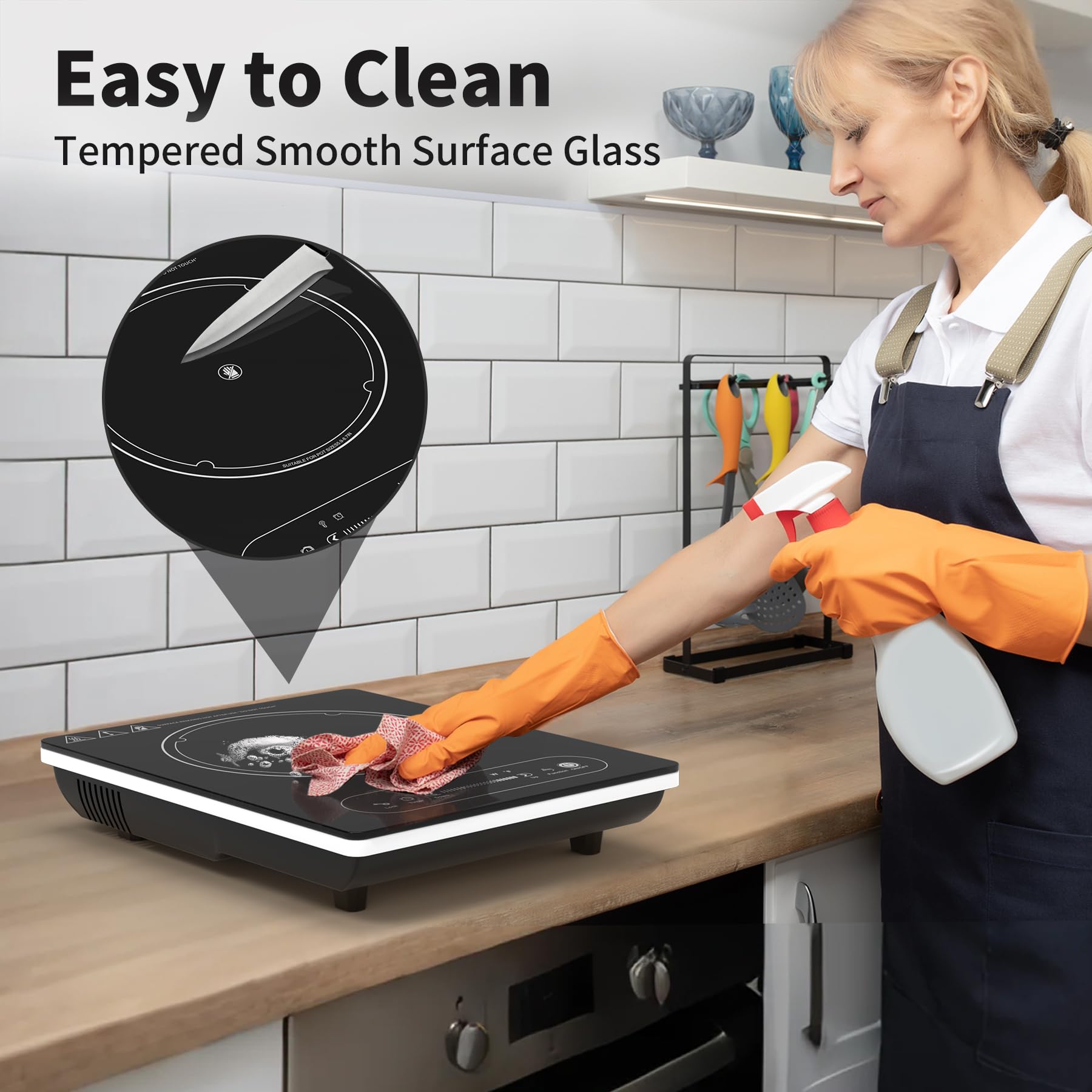 VBGK Single Burner Electric Cooktop,110V 1800W Electric Stove Top ,Portable Single Burner Cooktop