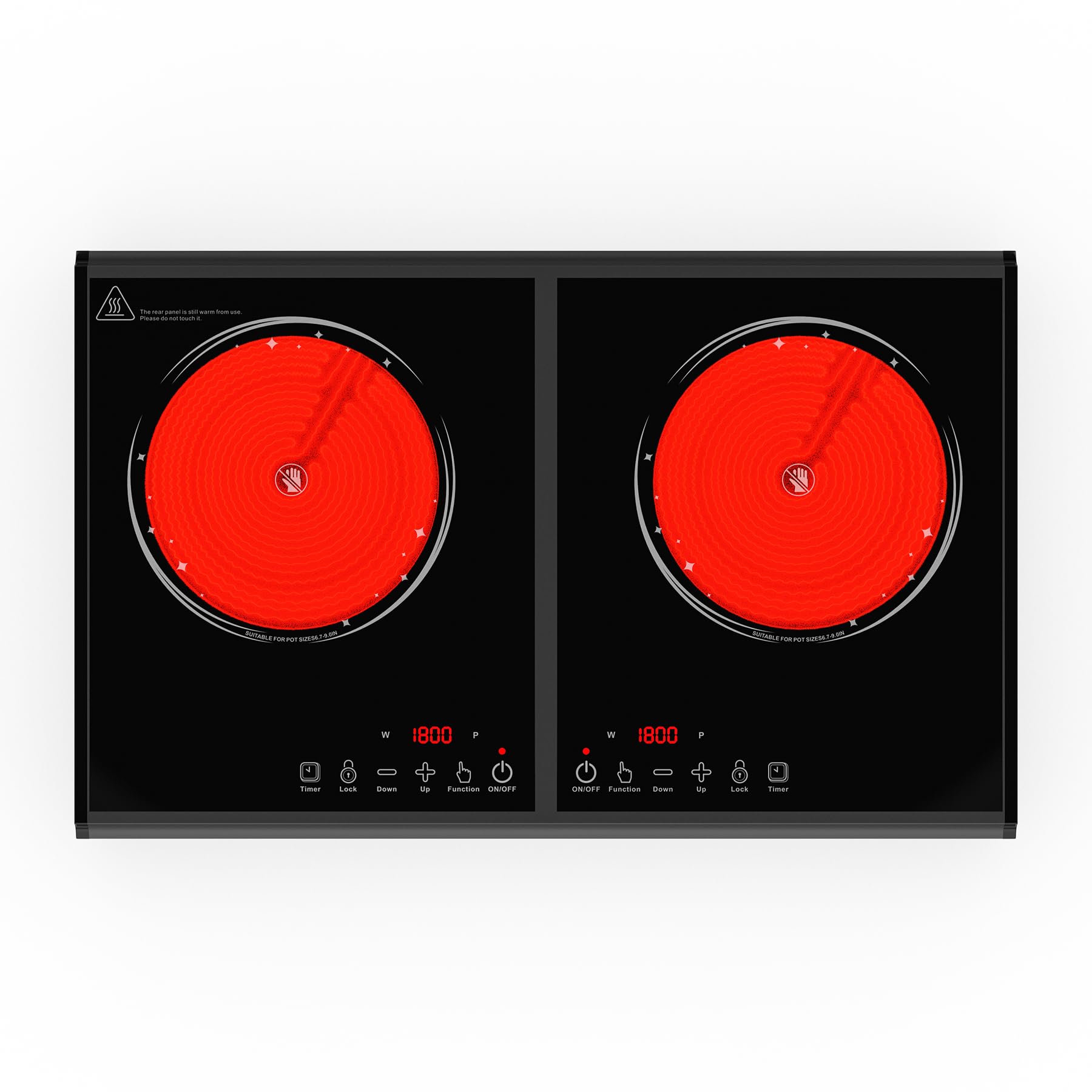 VBGK Electric Cooktop, 110V 3600w Stove top, 22 inch Countertop, 2 burer Electric cooktop